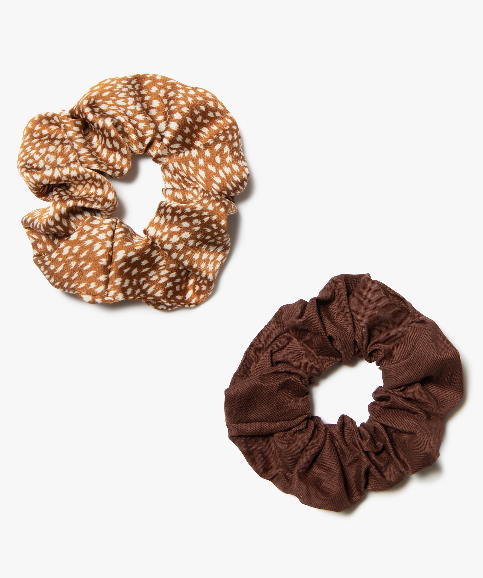 Chouchous pour les cheveux femme uni et à motifs (lot de 2) marron | GEMO