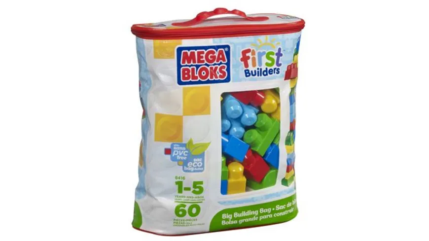 Mega Bloks Bausteine-Beutel bunt (60 Teile), Steck-Bausteine Kinder, Bauklötze