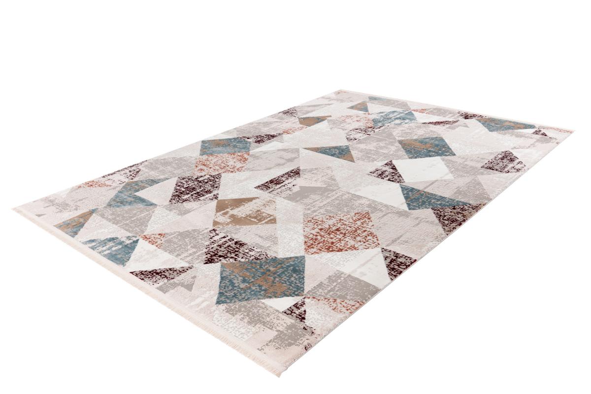 megusta Fransenteppich Grau / Lachsrosa 80cm x 150cm