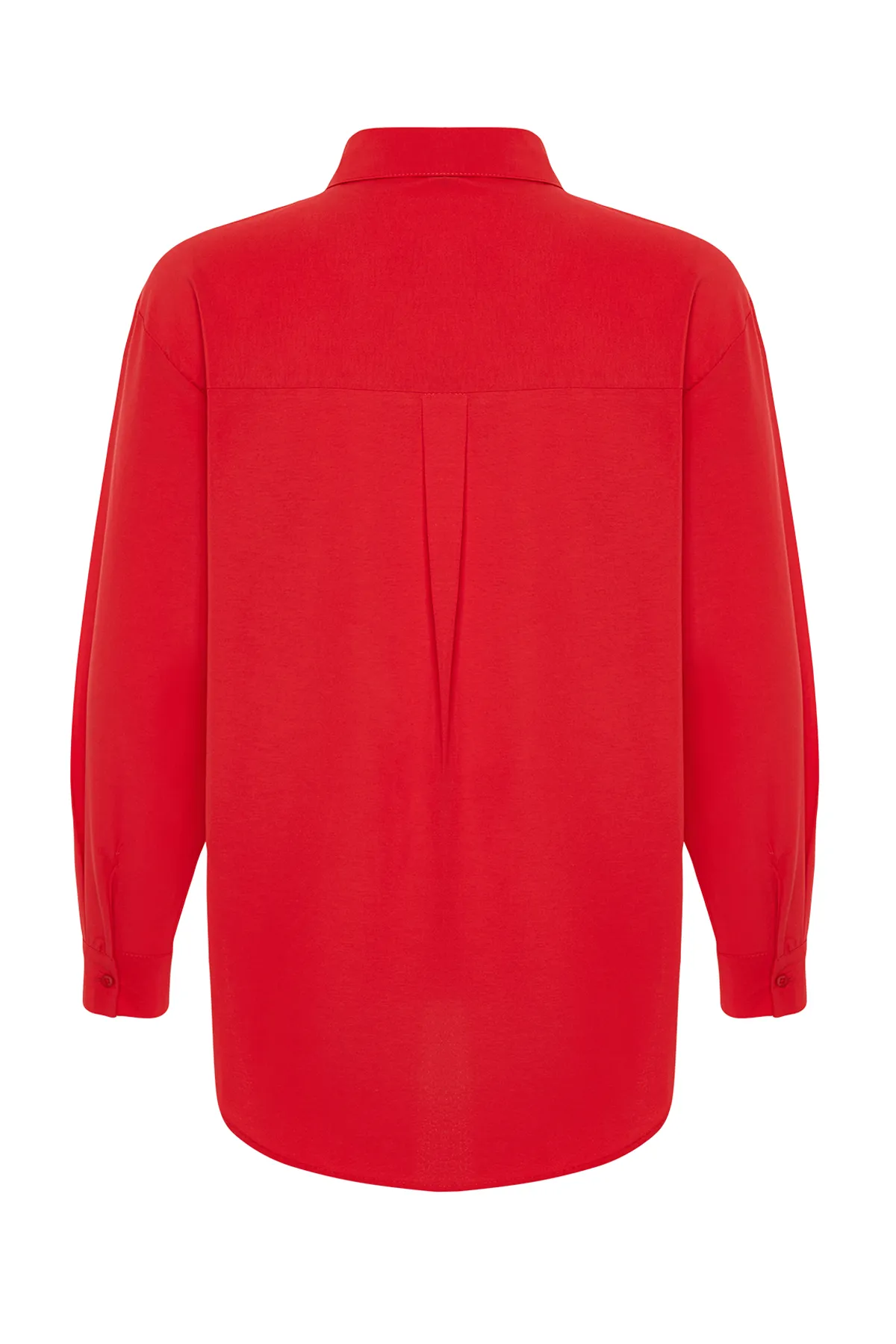 Trendyol Collection  Rotes, locker sitzendes, gewebtes Hemd TWOAW20GO0107