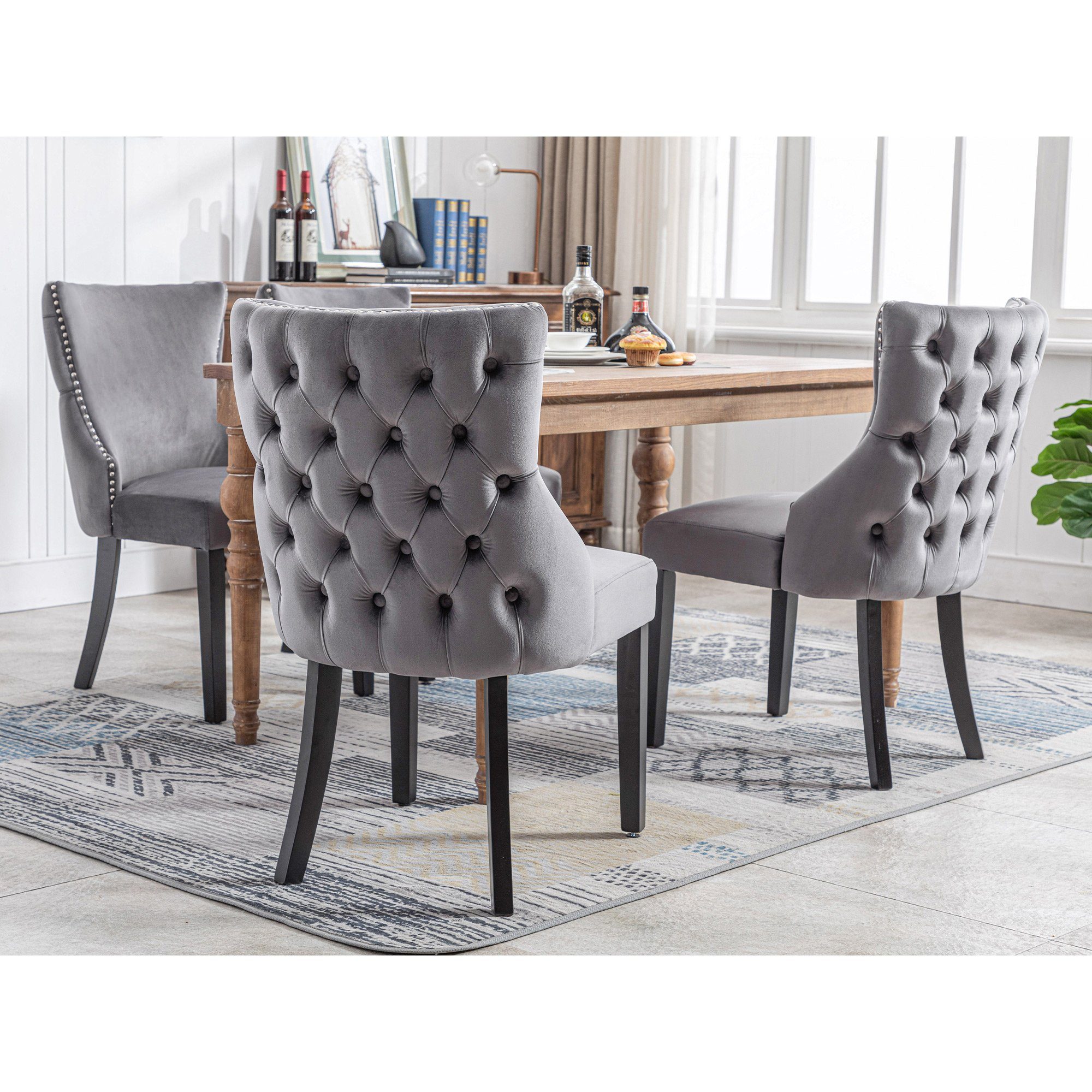 REDOM Polsterstuhl Esszimmerstuhl Wohnzimmerstuhl Küchenstühle Samt Stuhl Massivholzstuhl (Massivholz, Esszimmerstühle, Set nur Stühle ohne Esstisch, Design-Stuhl, 2 St)