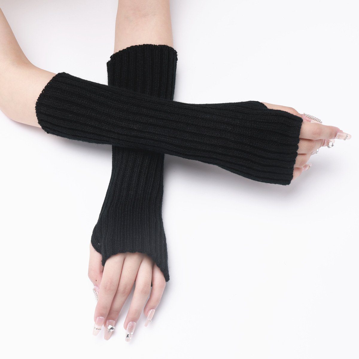 Strickhandschuhe Armstulpe Handschuhe Strickhandschuhe Strick Ärmelabdeckung (1 paar, Ästhetische Mode, einfarbiges Design) Geeignet für alle Gelegenheiten, ein Muss für Herbst und Winter