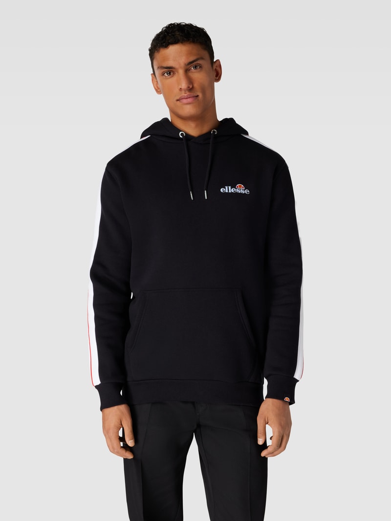 Hoodie mit Label-Stitching Modell 'Paiger' in schwarz