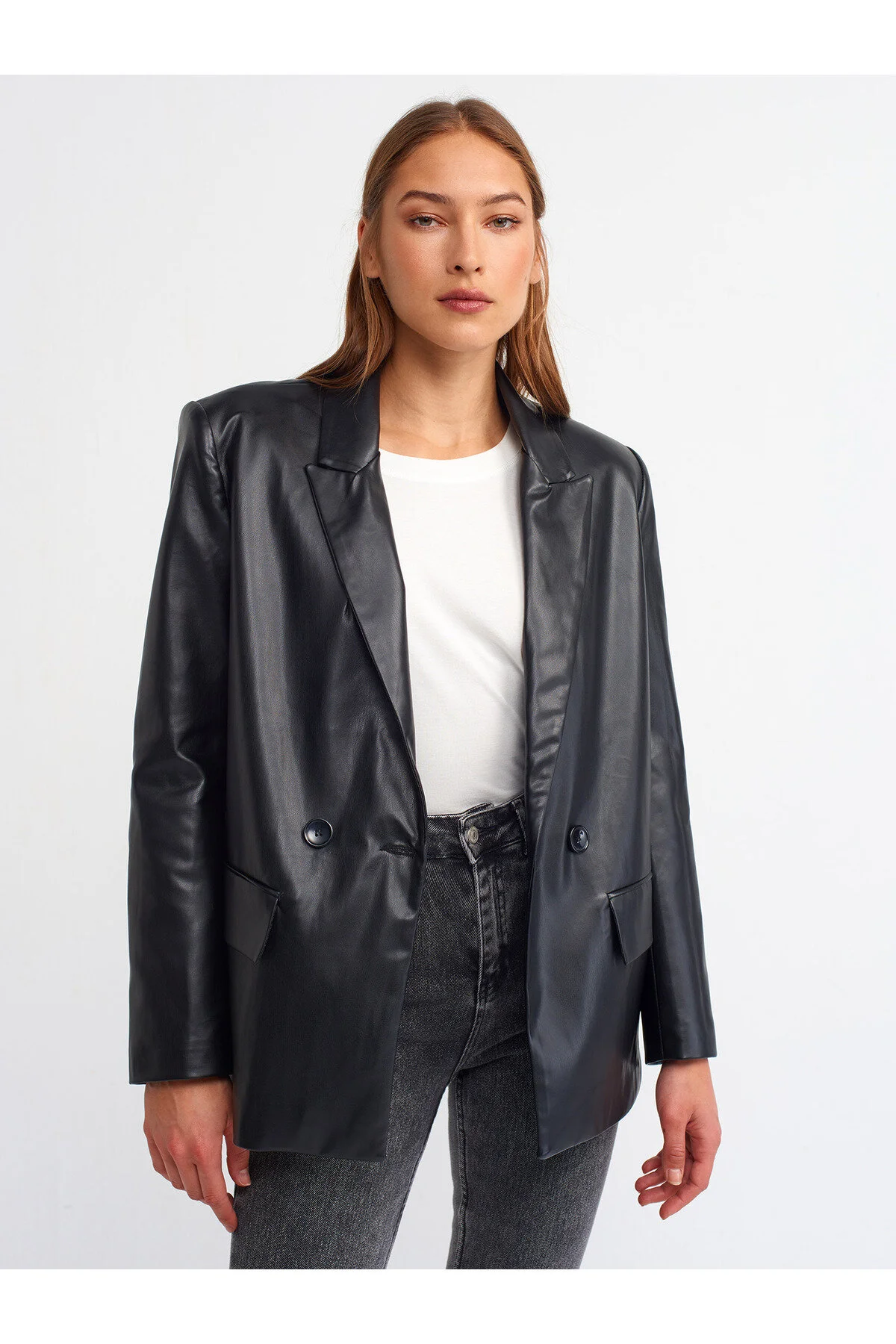 Dilvin  6939 Kunstlederjacke-schwarz