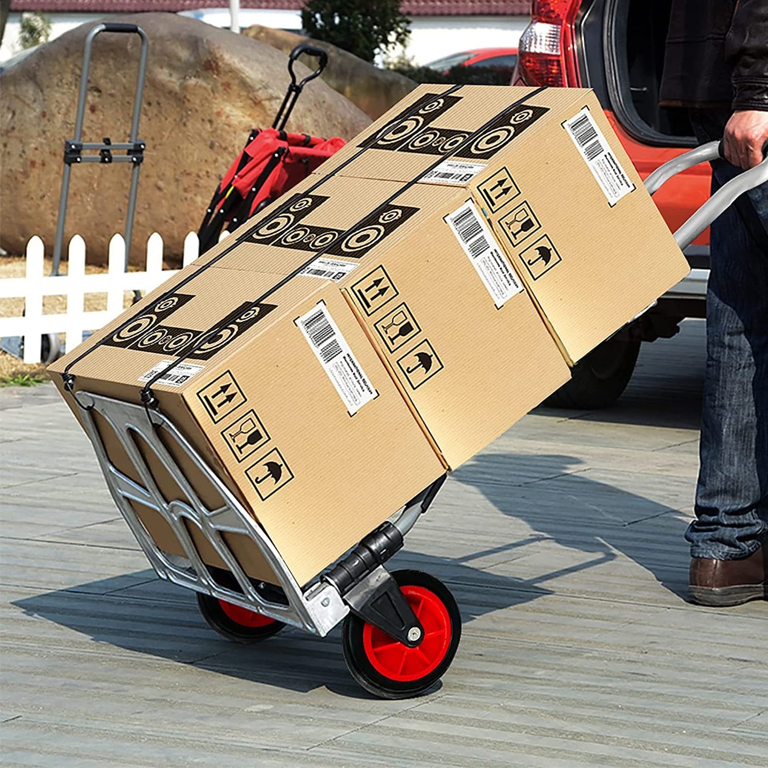 AUFUN Sackkarre Klappbar Transportkarre mit Anti-Rutsch-Pads, bis 60 kg