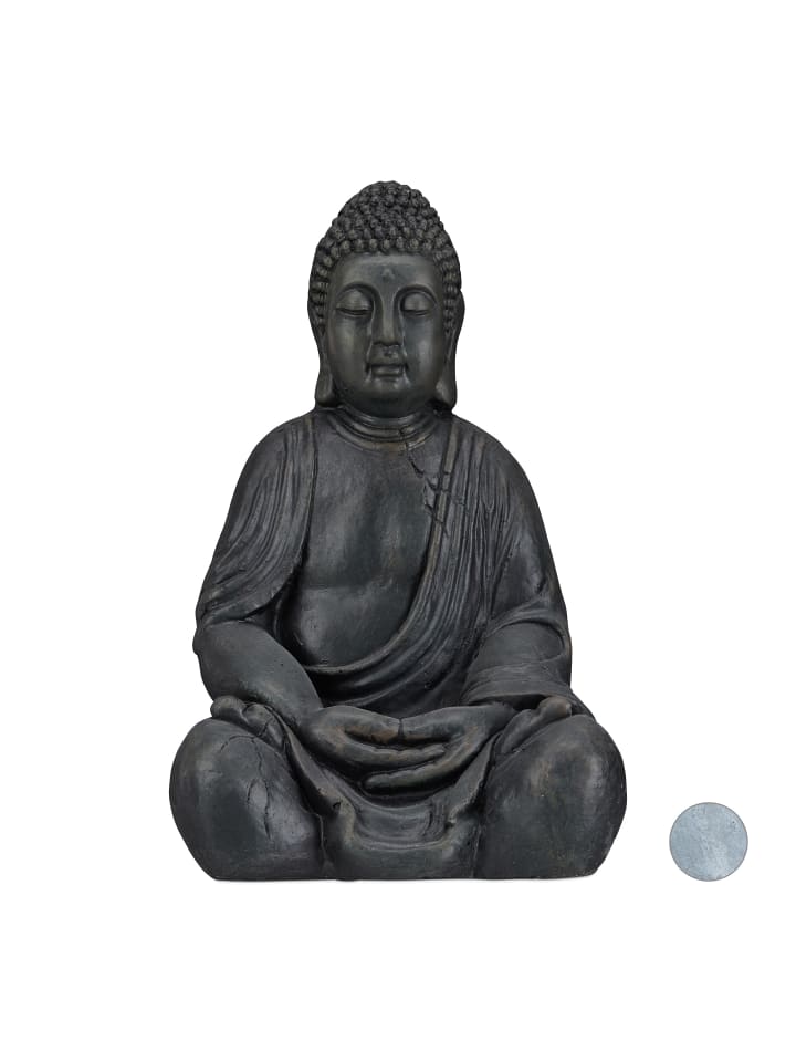 relaxdays Buddha Figur in Dunkelgrau - (H)50 cm günstig kaufen onesize