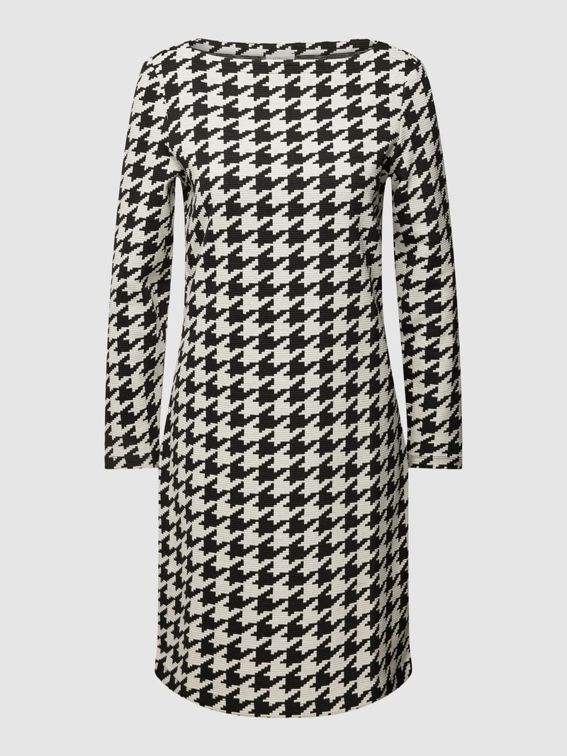 Knielanges Kleid mit Hahnentrittmuster 'Modell 'Otto' in black