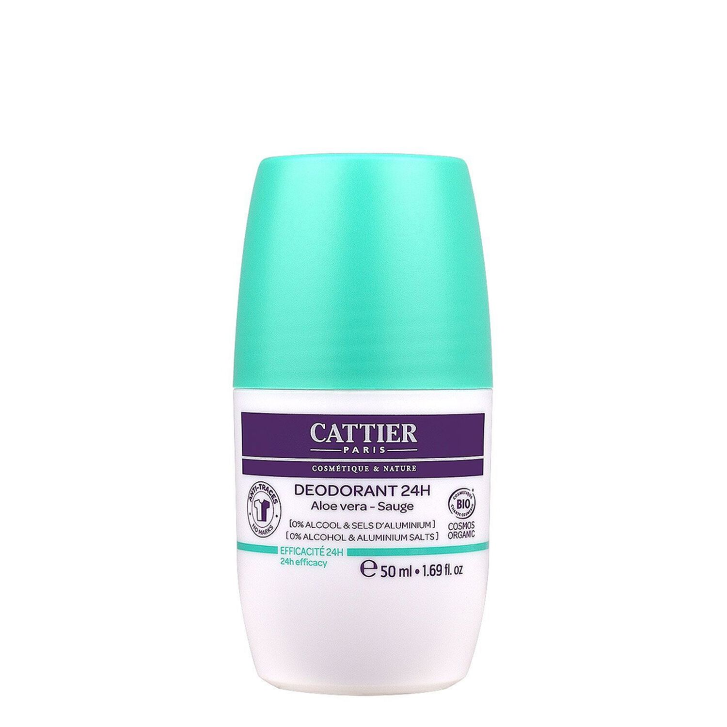 Cattier Déodorant Roll-On Aloe Vera & Sauge 50 ml