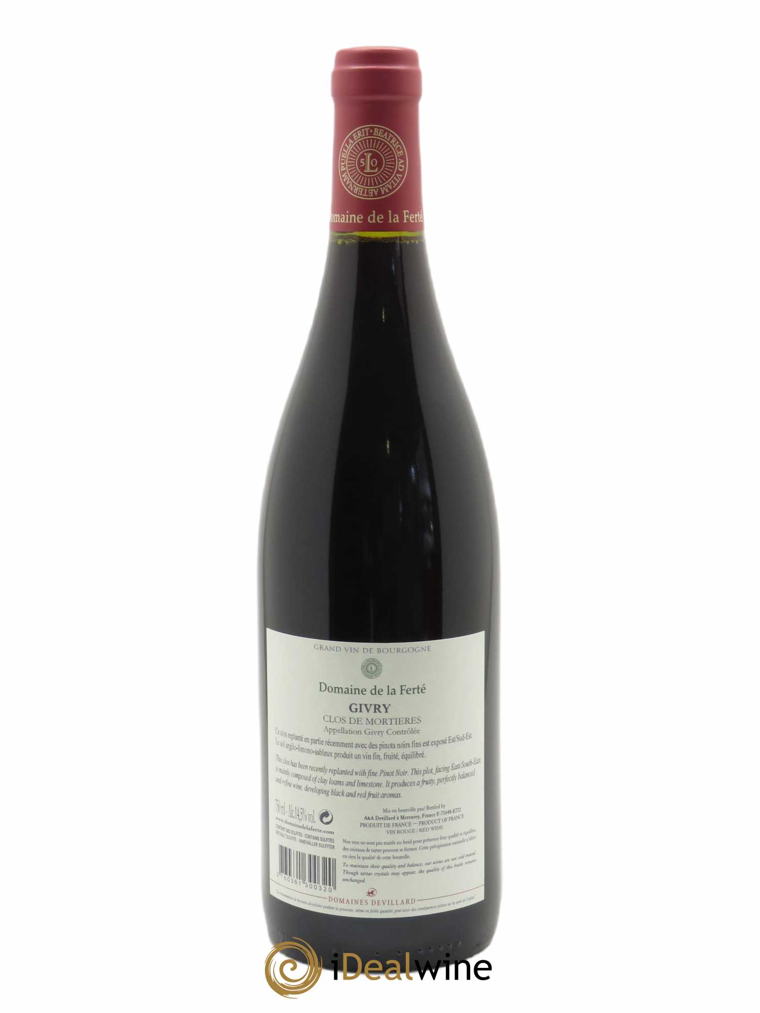 Givry Clos de Mortières Domaine de la Ferté  2020 - Lot de 1 Bouteille
