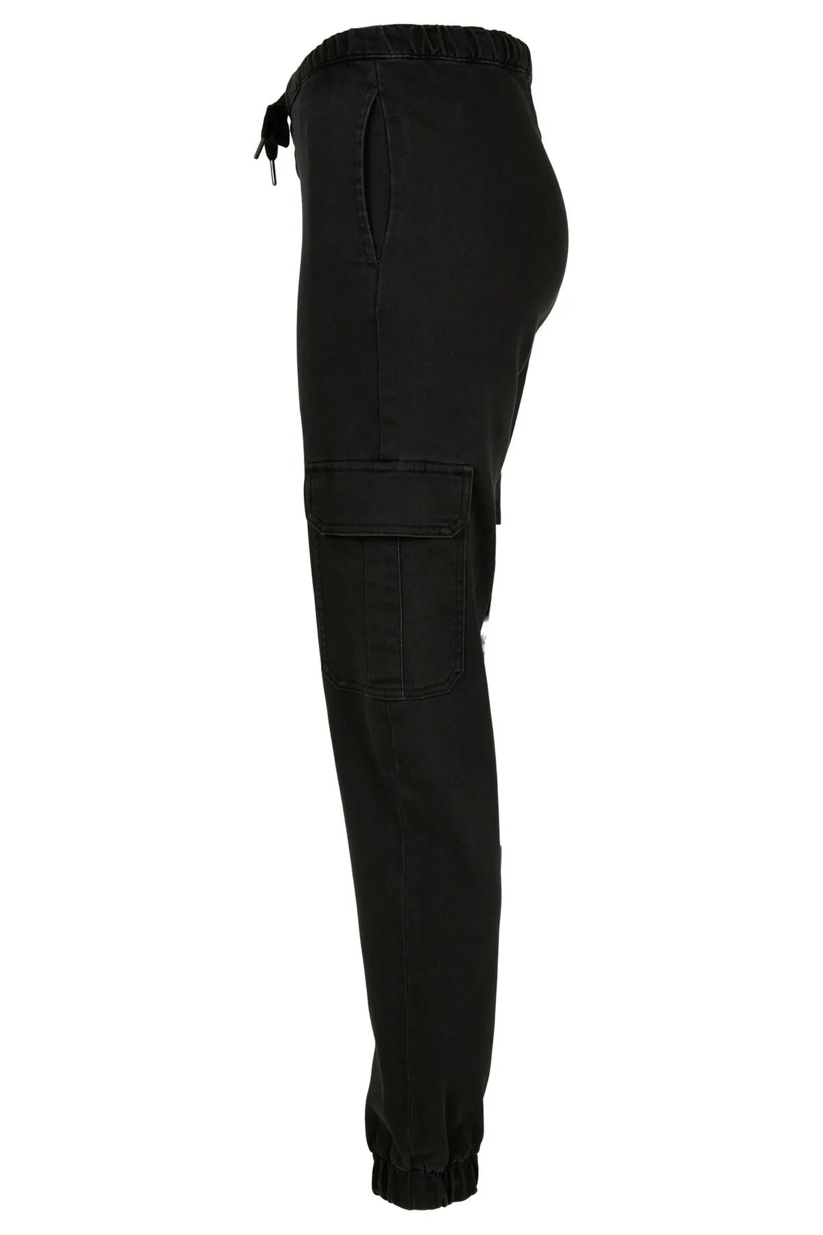 Urban Classics  Damen Cargohose aus gestricktem Denim mit hoher Taille für Damen
