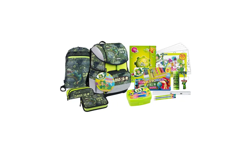 JOLLY Schultaschen-Set Ergonomic Flexi Dinosaurier 46teilig