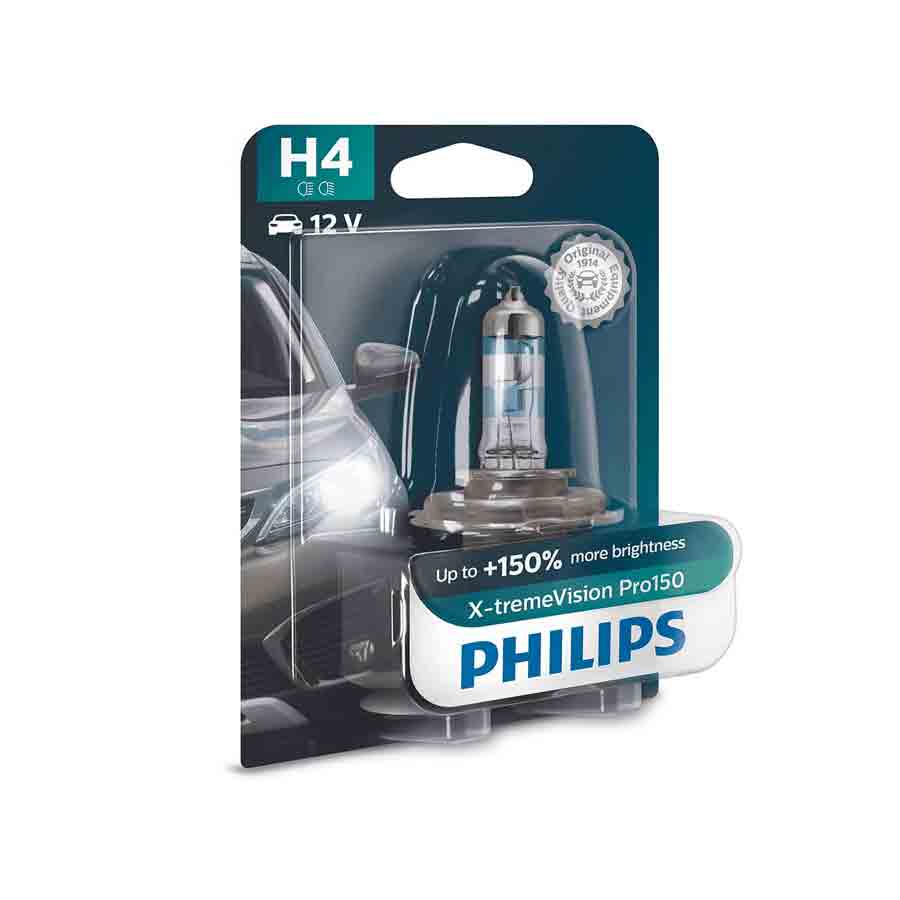 Philips X-treme Vision Pro150 H4 Halogen-Scheinwerferlampe, 1 Stück - ATU