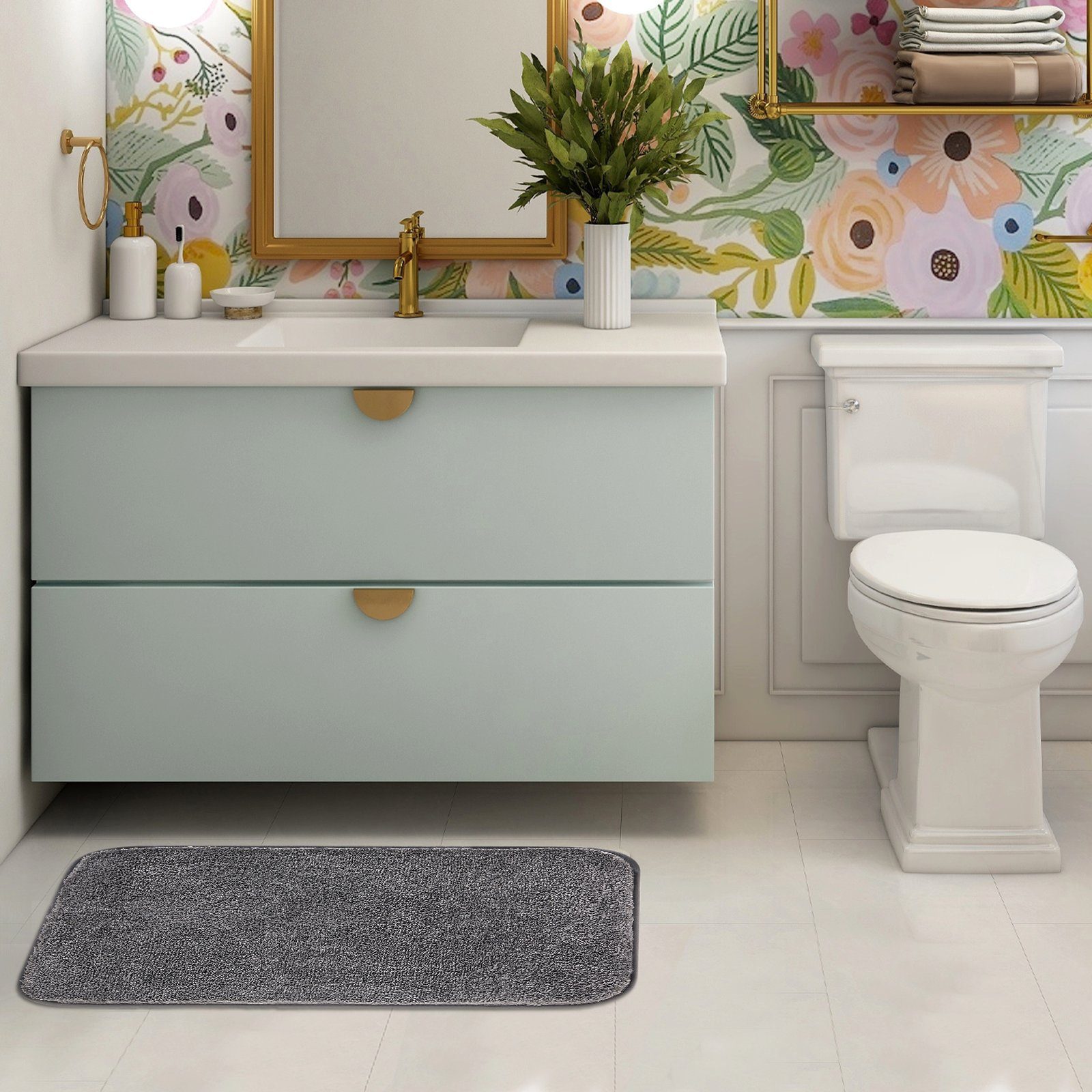 Badematte Badteppiche, rutschfeste Badematten, weiche und Flauschige Badteppiche CALIYO, Memory Schaum, schnell trocknend, strapazierfähig, Polyester, trockene und schimmelresistente Badedecken für Bad und Küche