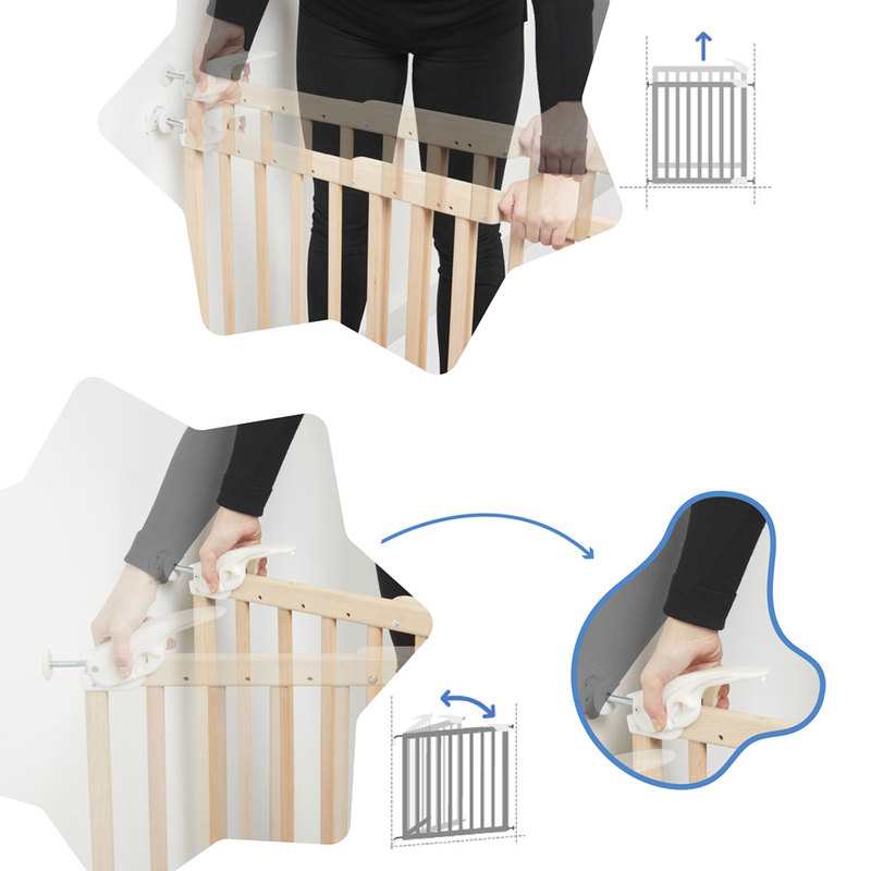 Barrière de sécurité Déco Pop extensible en bois naturel Badabulle
