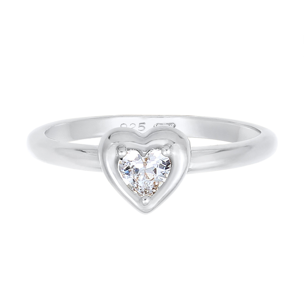 Elli Elli Bague Coeur Amour avec Cristaux de Zircone Bague Femme - (925/1000) Argent P Bague