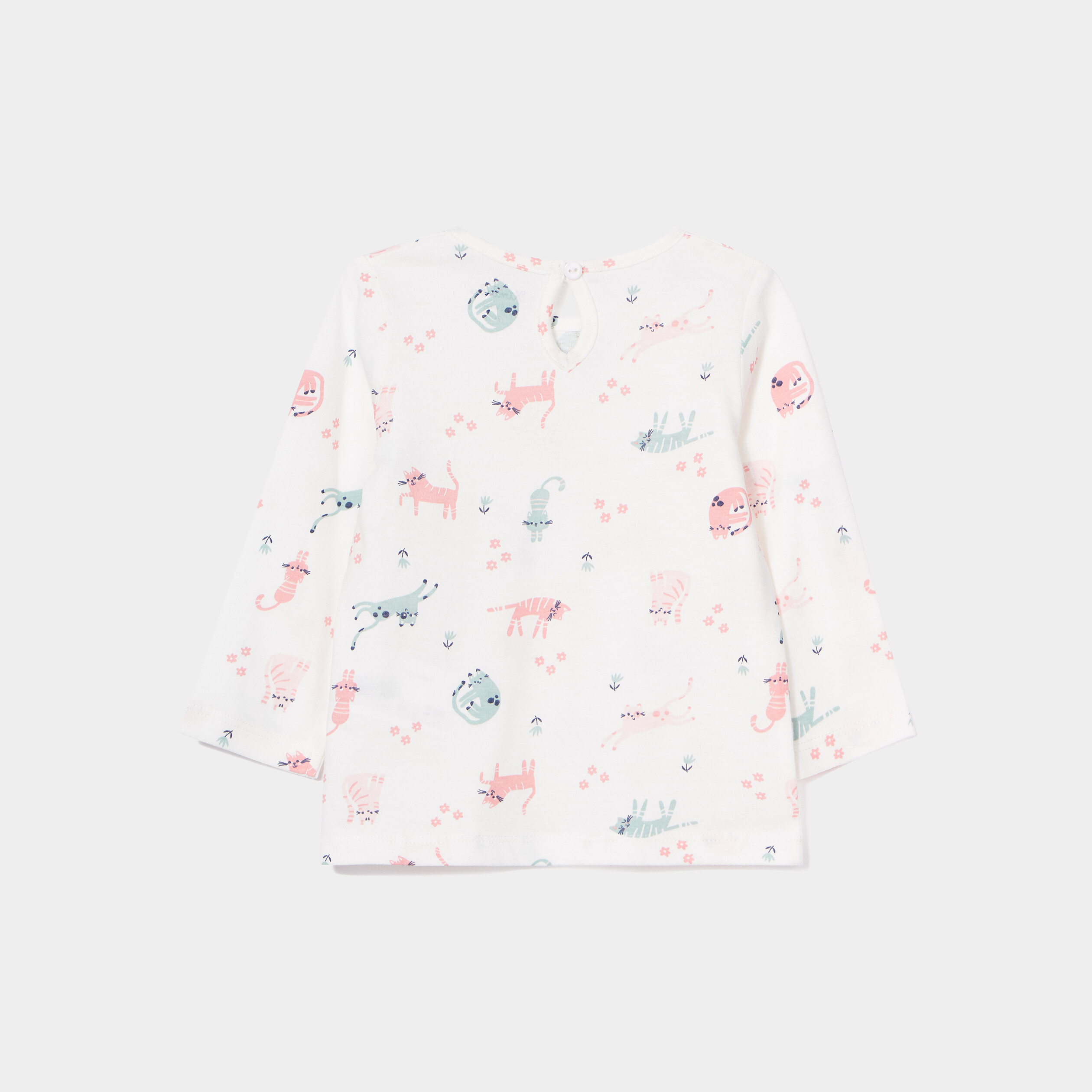 T-shirt col rond manches longues coton ecru bébé fille | La Halle