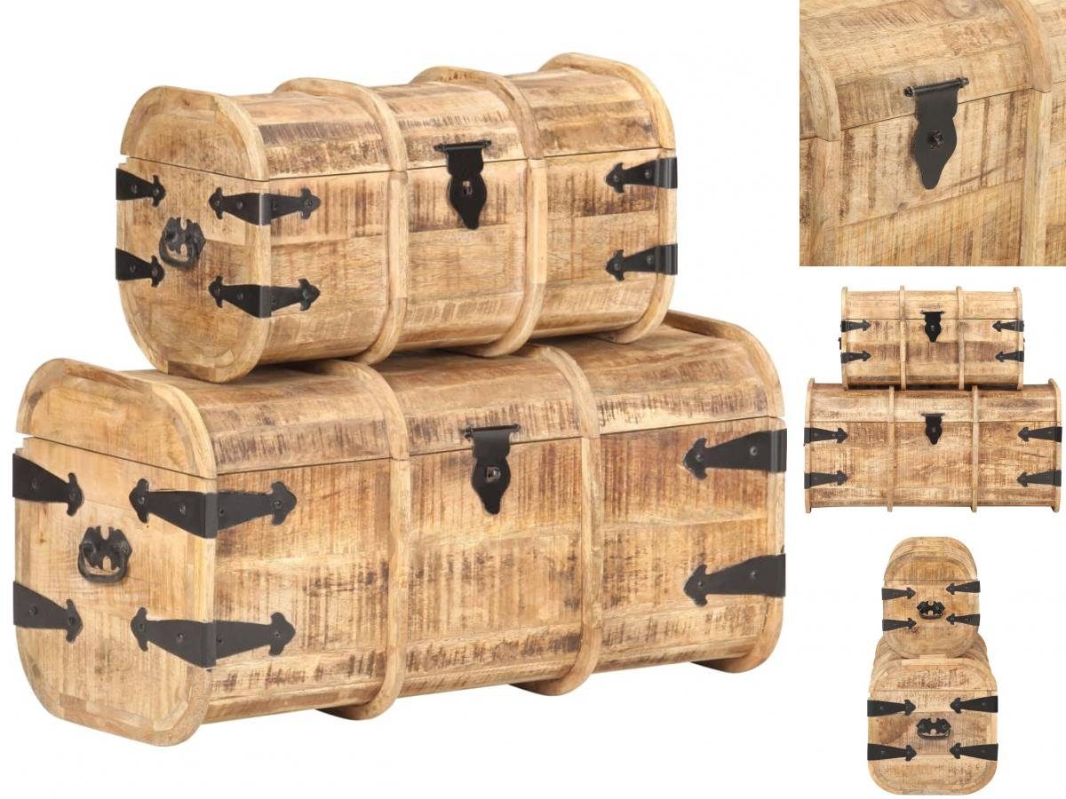 vidaXL Truhe Aufbewahrungstruhe Holztruhe Schatzkiste Holzkiste 2-tlg Mango Massivh