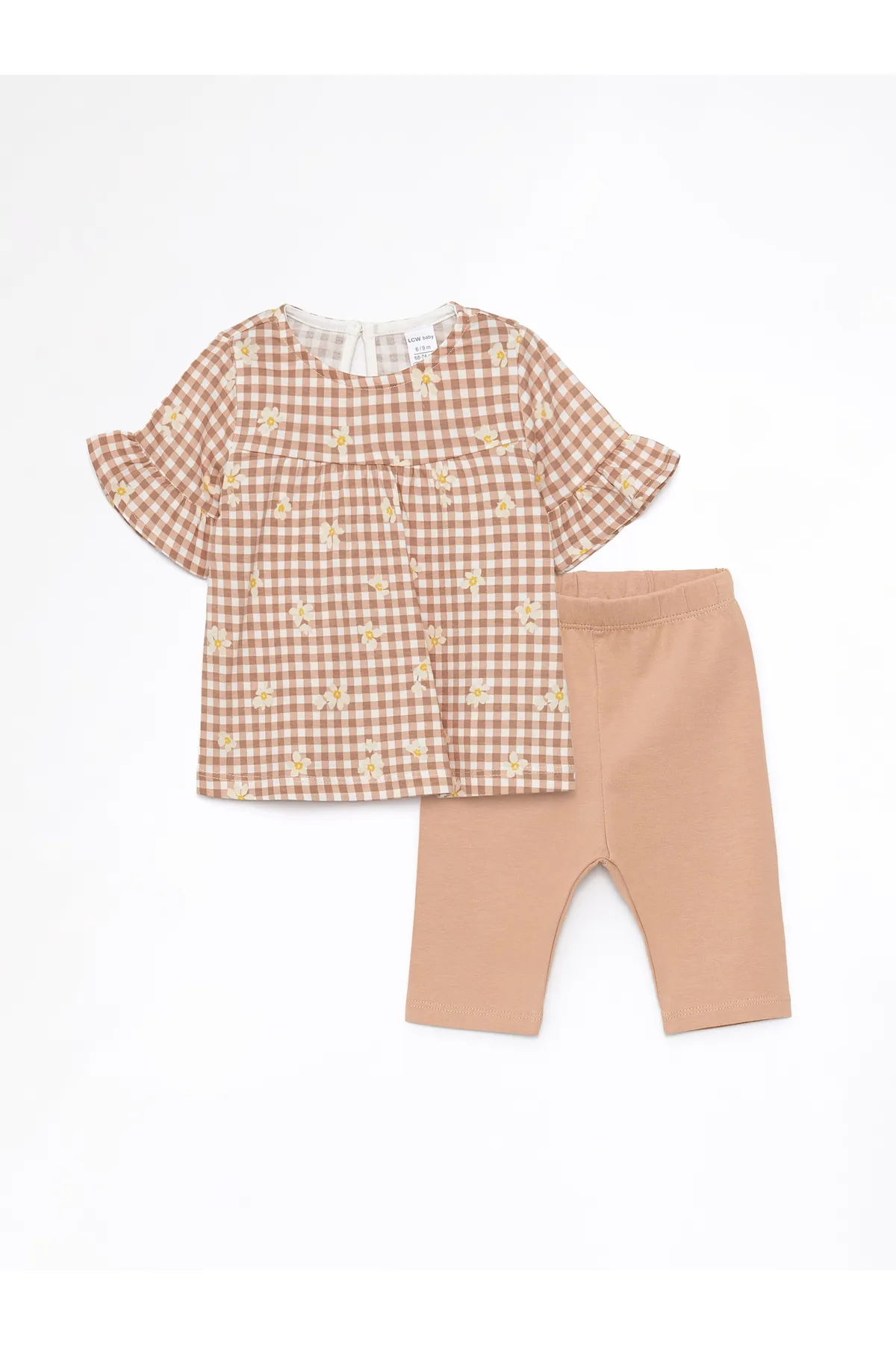 LC Waikiki  2er-Set mit Bluse und Leggings für Babys mit Rundhalsausschnitt und Blumenmuster