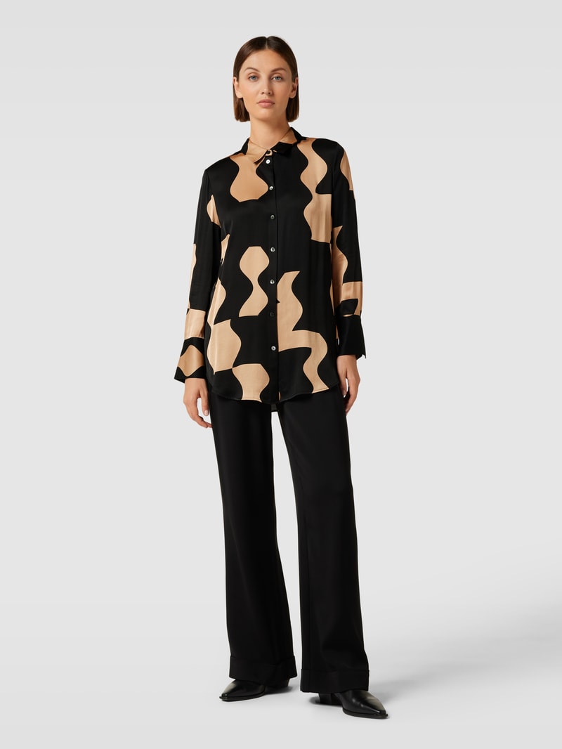 Bluse mit Allover-Muster in camel