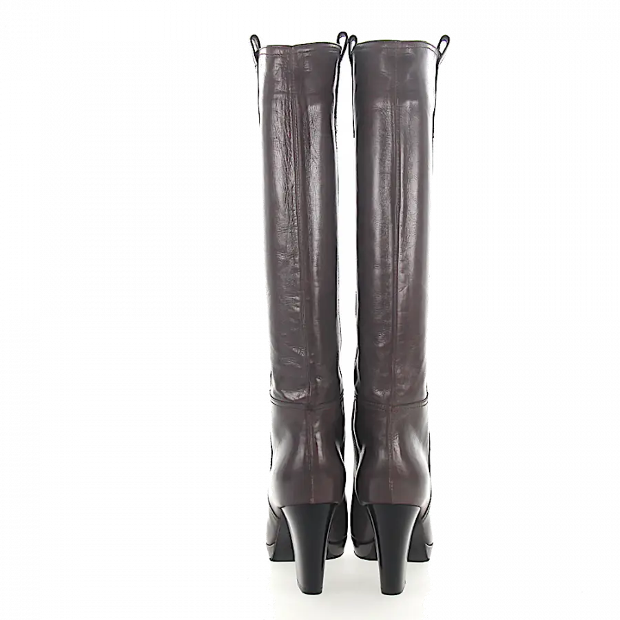 Rossano Bisconti - Stiefel Weitschaft Glattleder Kalbsleder dunkelbraun - grau
