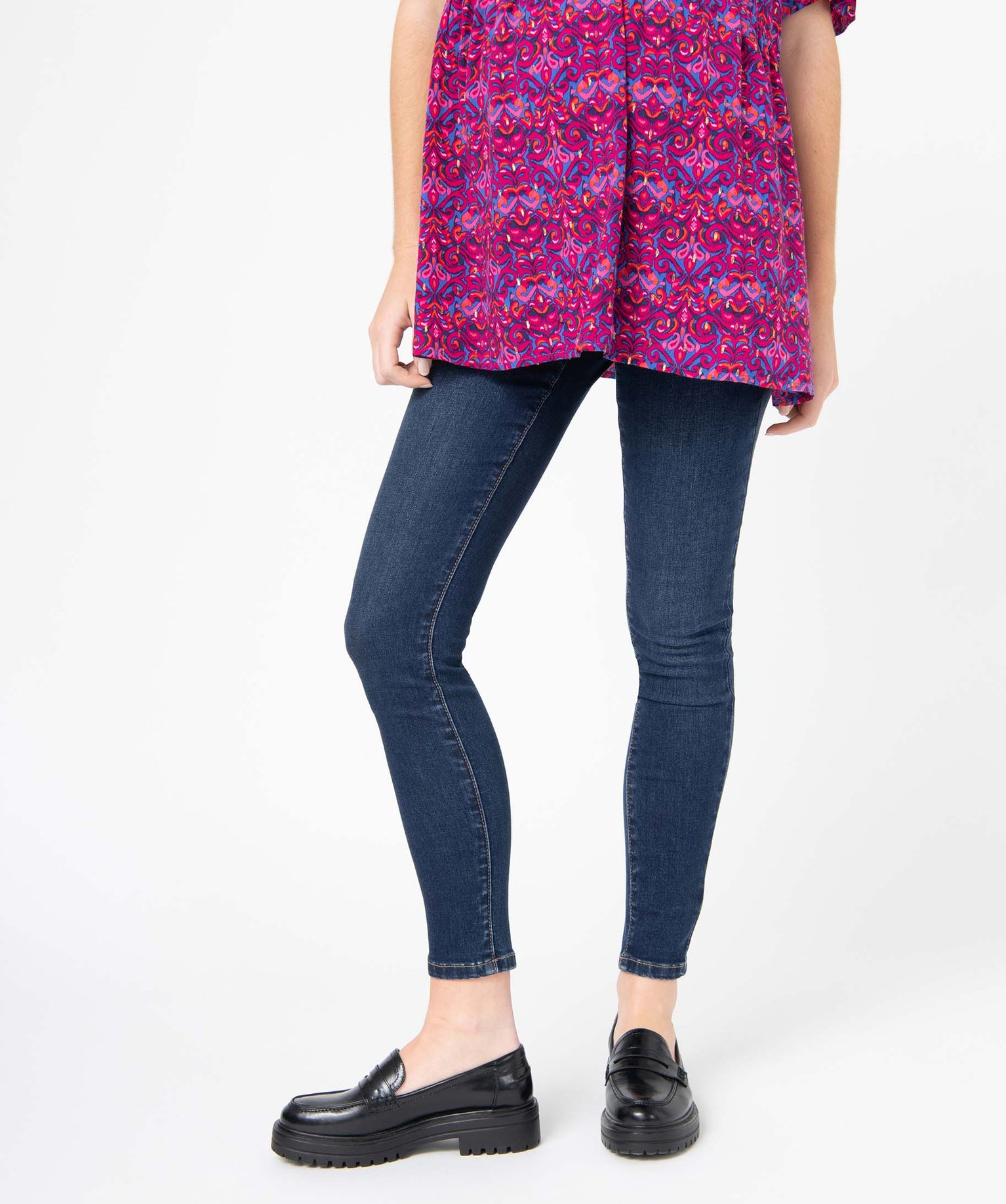 Jean de grossesse coupe Skinny avec bandeau haut brut | GEMO