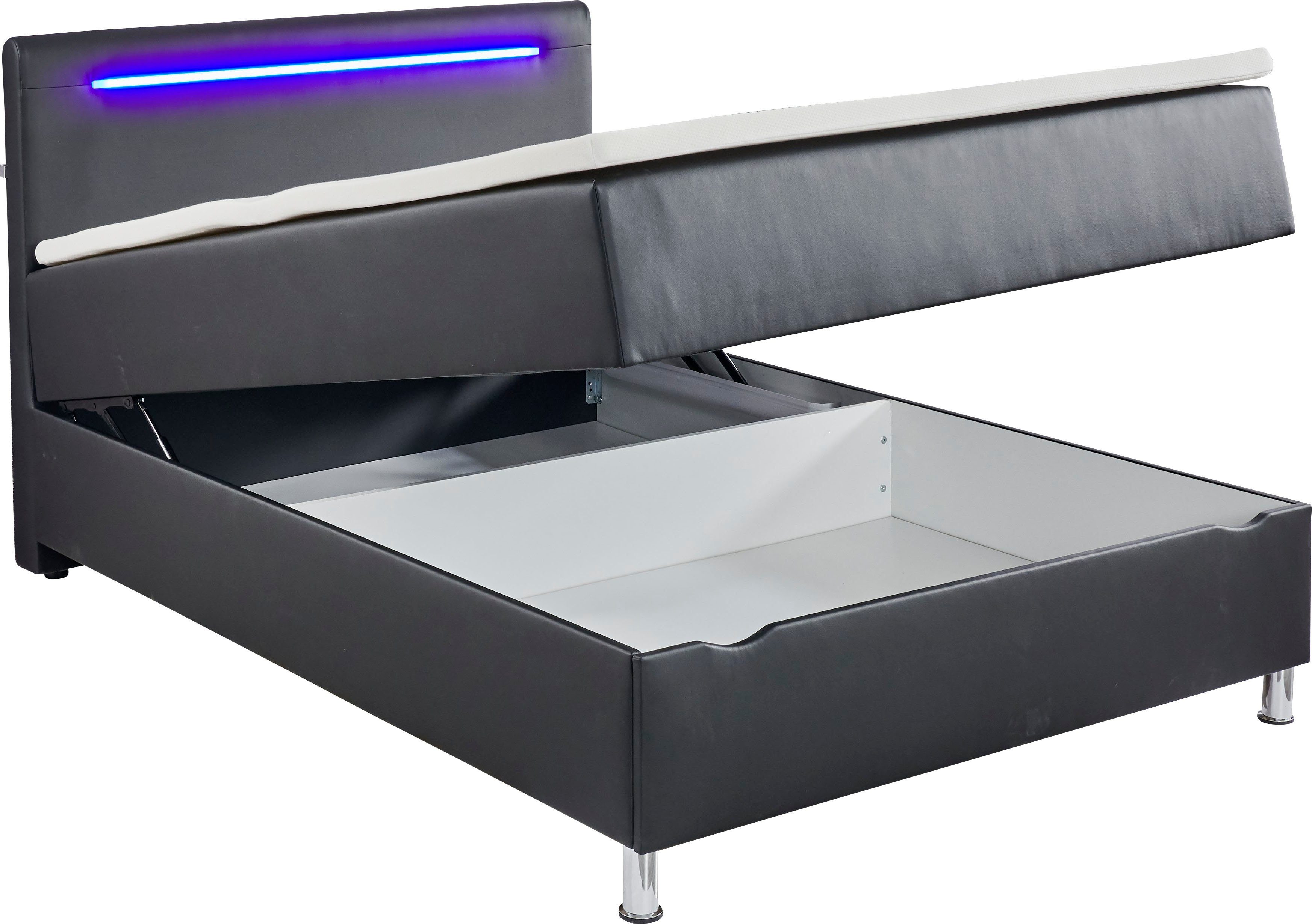 meise.möbel Boxbett Candela, mit LED-Beleuchtung, Bettkasten und Topper