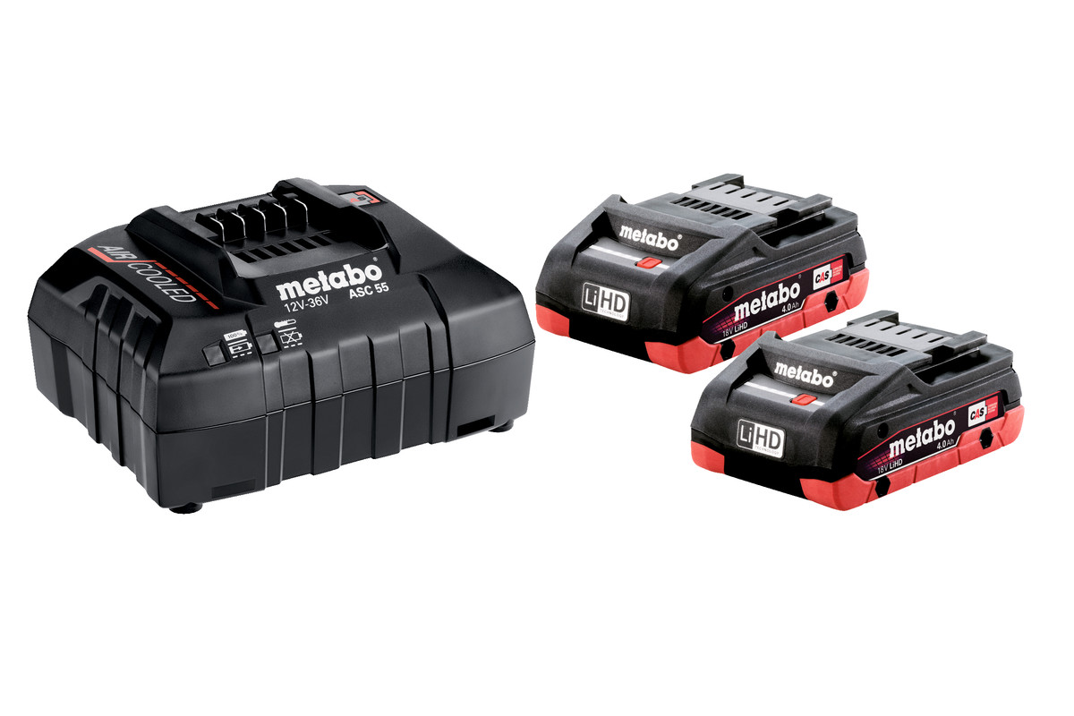 Metabo Accessoires 685163000 Accu Pakket 2 x 18V 4,0Ah LiHD + 1 x Lader ASC 55