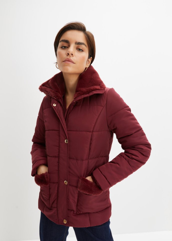 Steppjacke mit Fellimitatbesatz