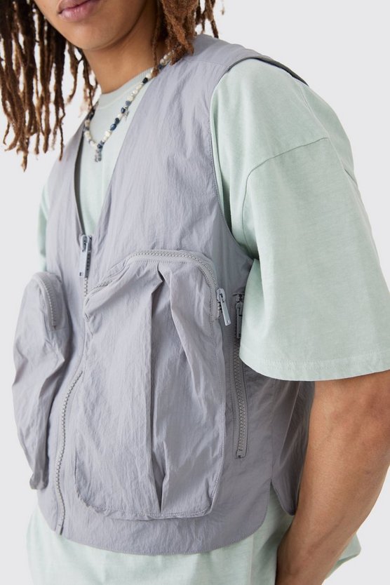 Kastige Nylon-Weste in Knitteroptik