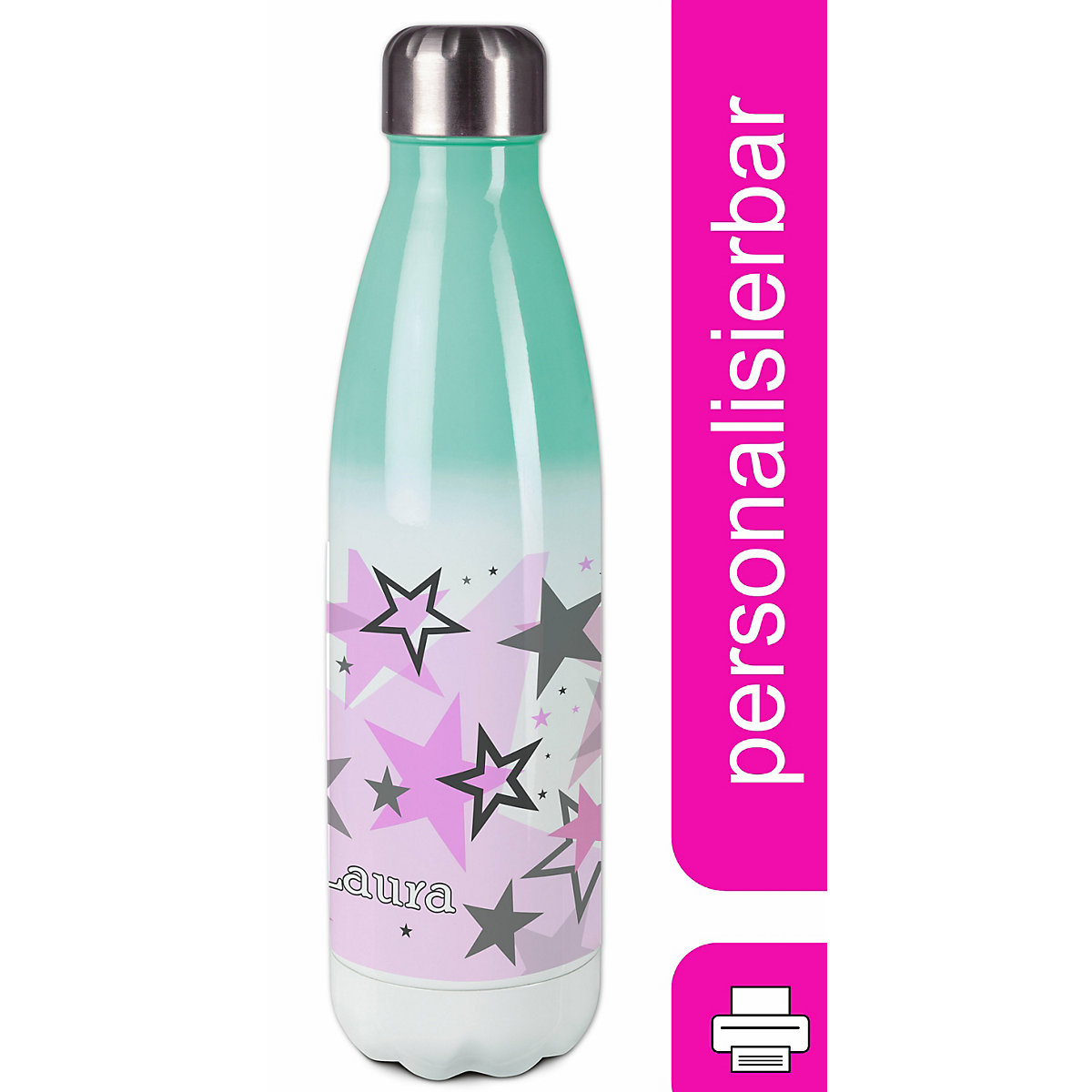 Edelstahl Kinder Thermoflasche / Trinkflasche bunt Sternenhimmel Farbe rosa grau Spülmaschinenfest, Auslaufsicher, Bruchfest, Doppelwandig, Für Heißgetränke geeignet, Mit Deckel, Isoliert