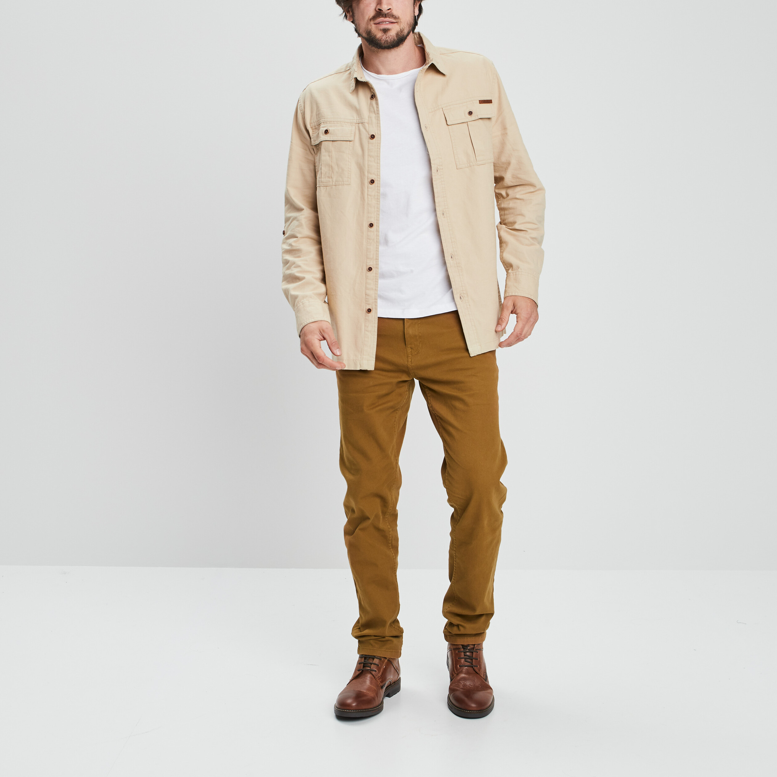 Chemise manches longues Trappeur beige homme | La Halle