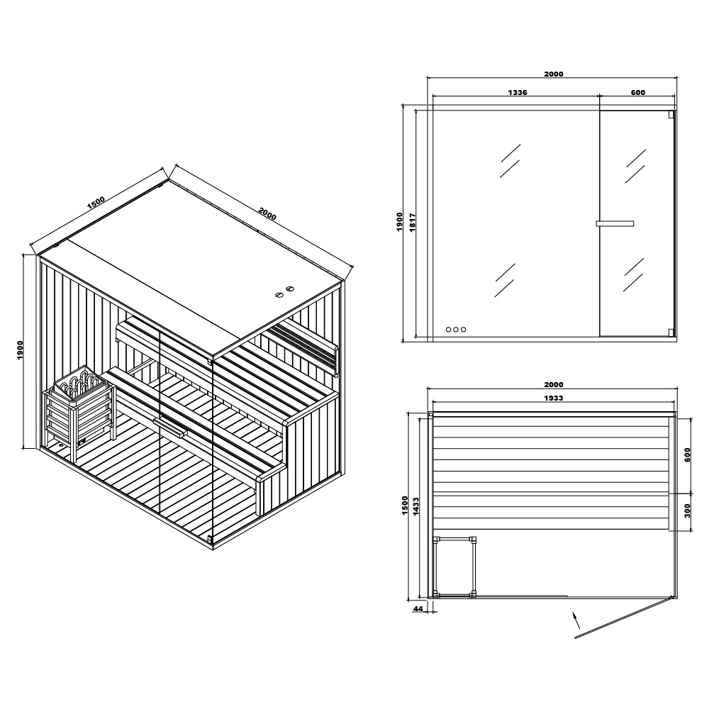Home Deluxe Traditionelle Sauna SHADOW - XL