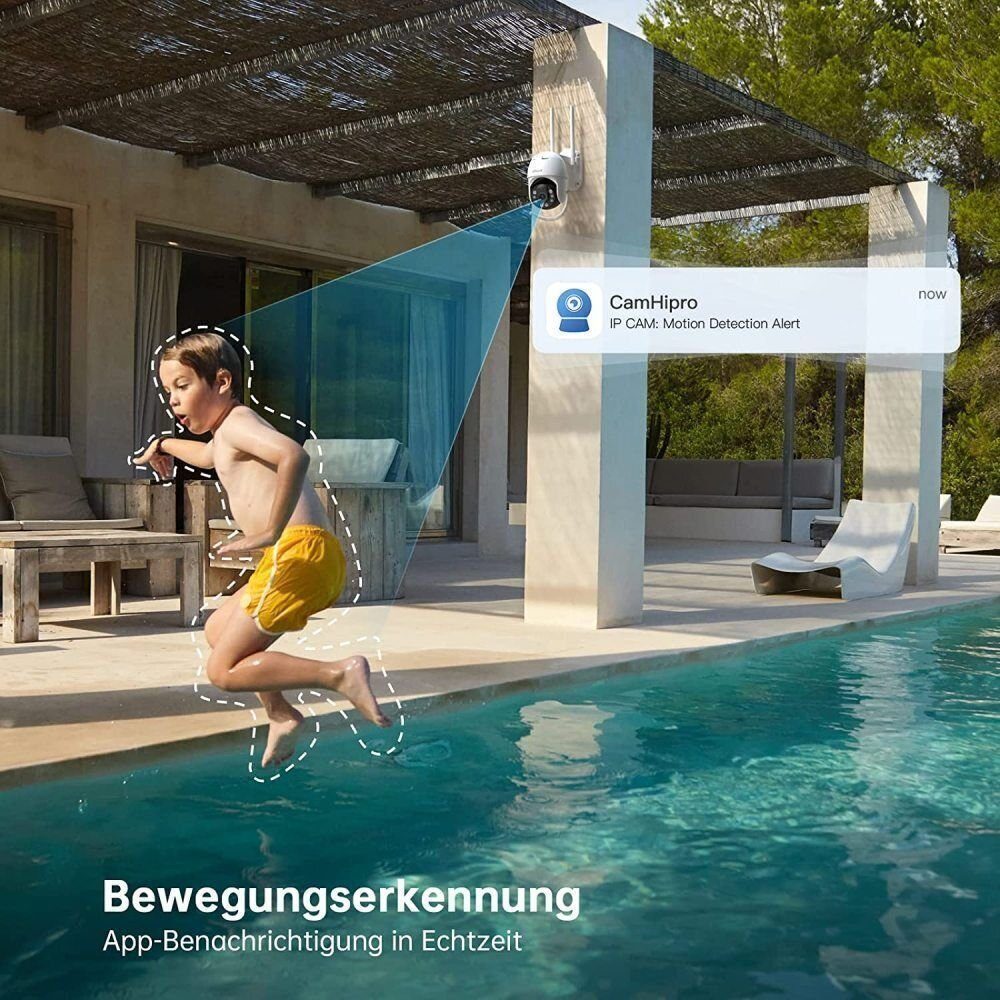 ieGeek Überwachungskamera 1080P FHD Aussen WLAN IP, Auto-Tracking Kamera Überwachungskamera (AuBenbereich, Outdoor, 3-Meter-Stromkabel, Multi-User und Geräte,Datenschutz Beschützen,Kompatibel mit Android/IOS,4x Zoom, Automatische Verfolgung,Farbnacht