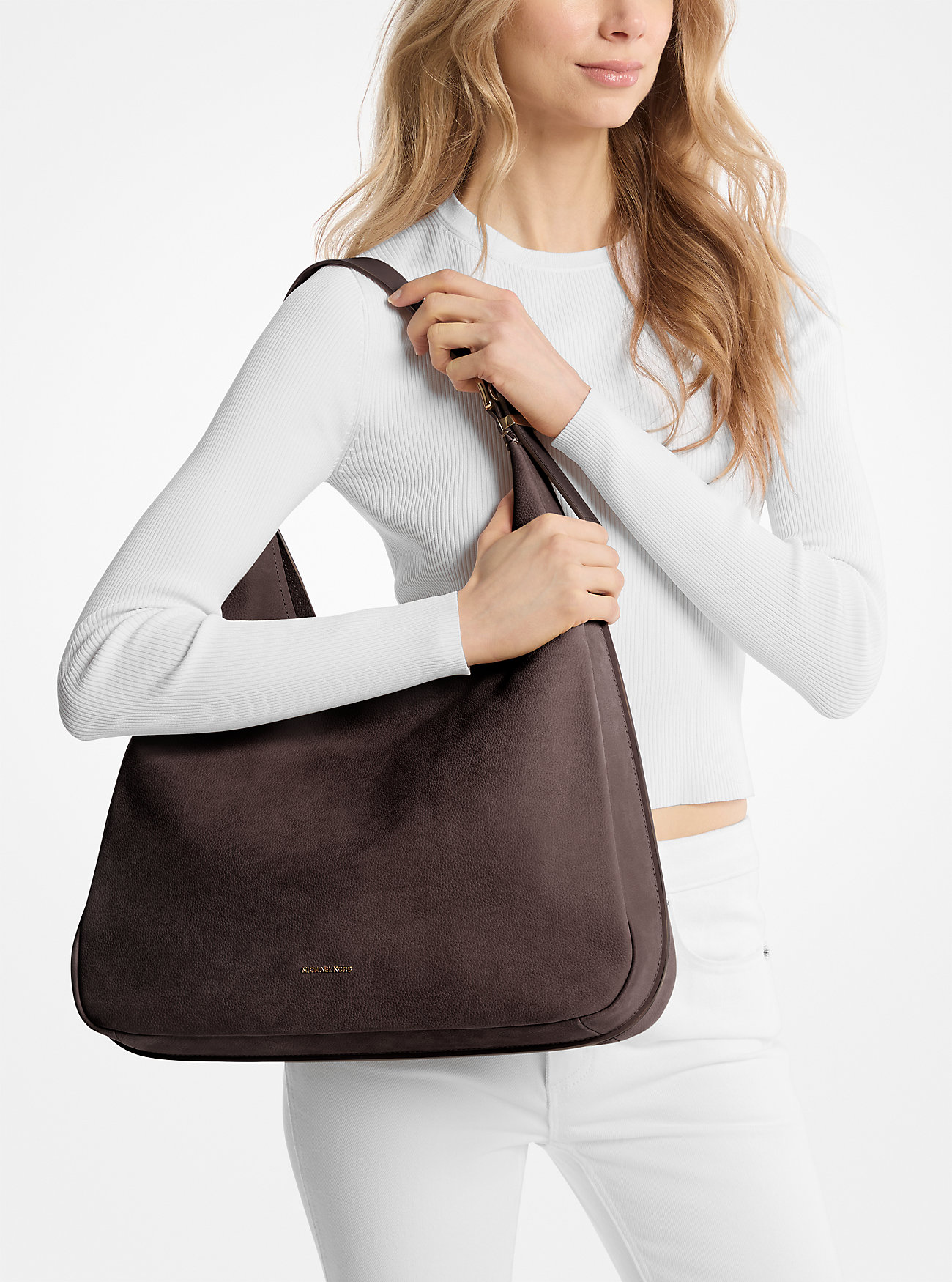 Nolita Stor Nubuck Hobo Skulderveske - SJOKOLADE