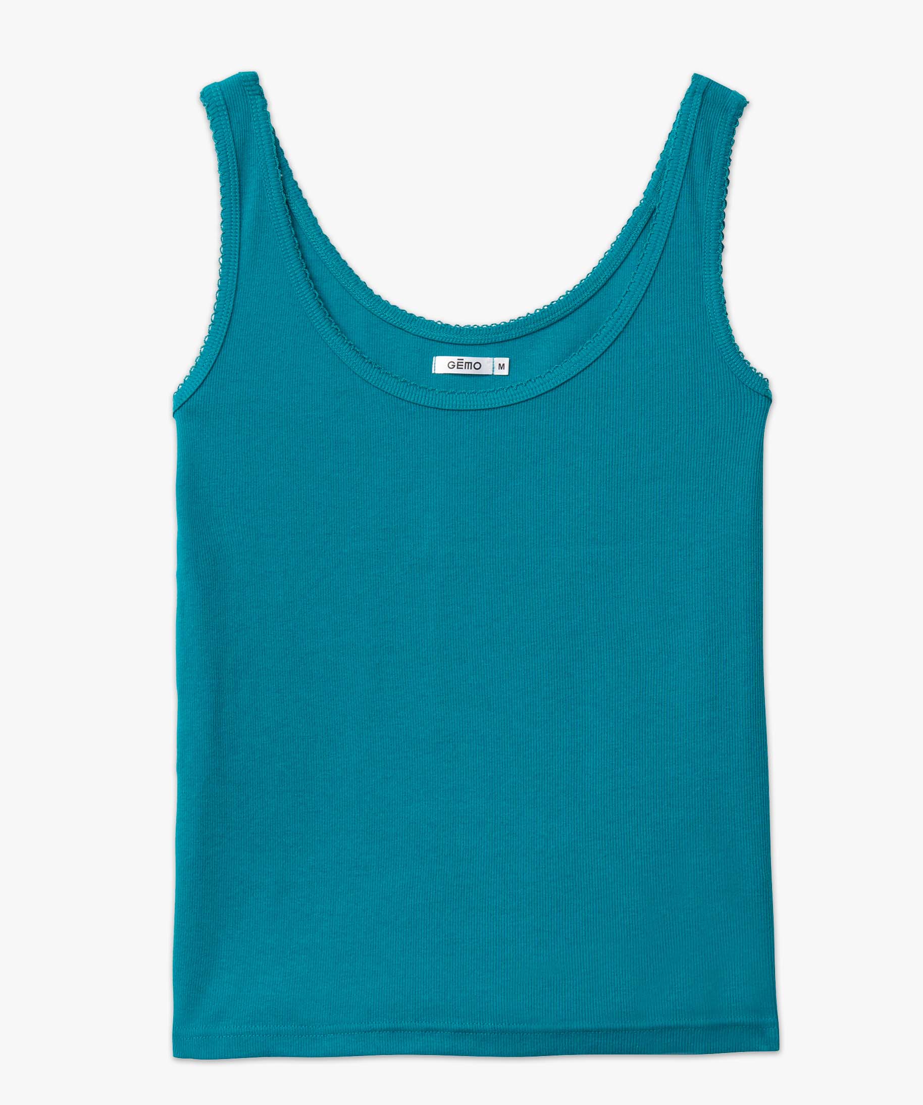 Débardeur lingerie en maille ctelée femme bleu | GEMO