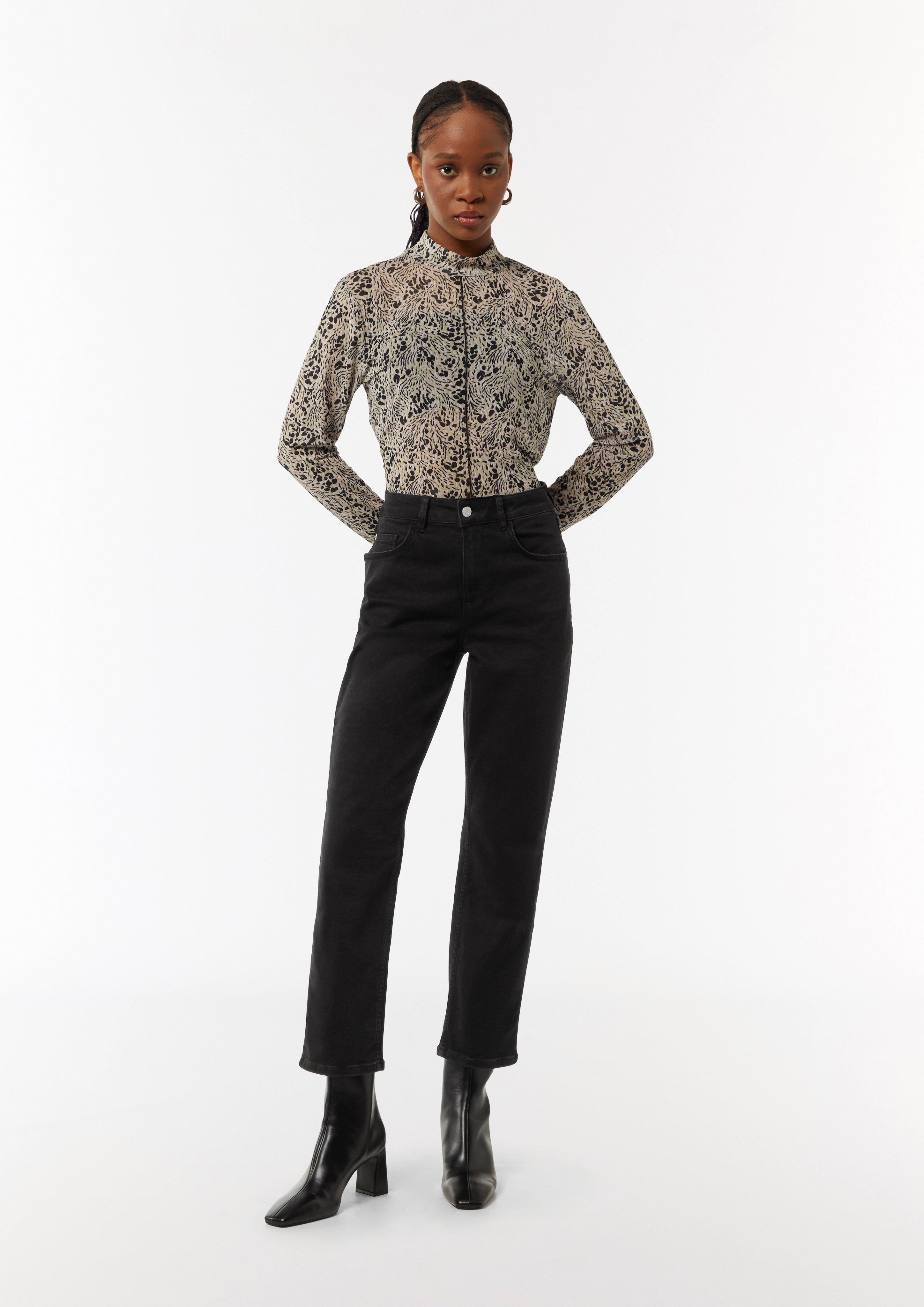 Straight-Leg-Jeans aus Baumwollstretch - schwarz
