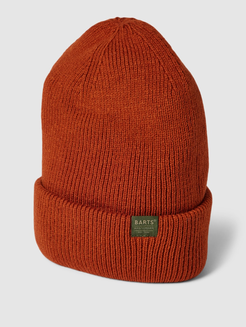 Beanie mit Label-Detail Modell 'KINABALU' in dunkel orange