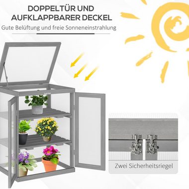 Outsunny Foliengewächshaus Treibhaus, BxTxH: 58 x 44 x 78 cm, BxLxH: 44 x 58 x 78 cm, 0.4 mm Wandstärke, Set 1-St., 1 × Gewächshaus, 3 Stufen