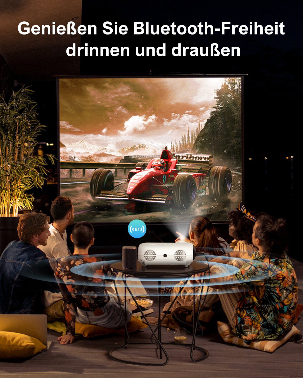 Ultimea P20 Bluetooth LCD-Beamer (10000 lm, 10000:1, 1920 x 1080 px, Tragbarer Bluetooth-Beamer,Intelligenter 1080P Full HD Filmprojektor)