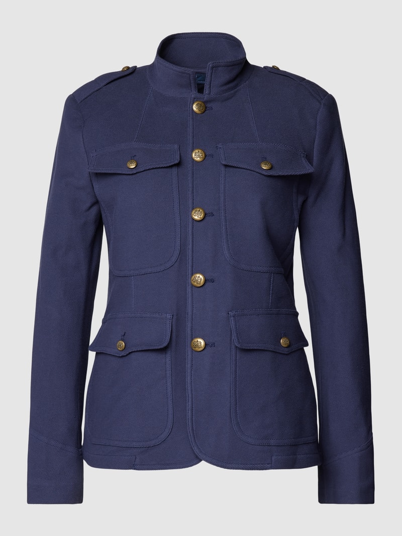 Blazer mit Pattentaschen und Knopfleiste in marineblau