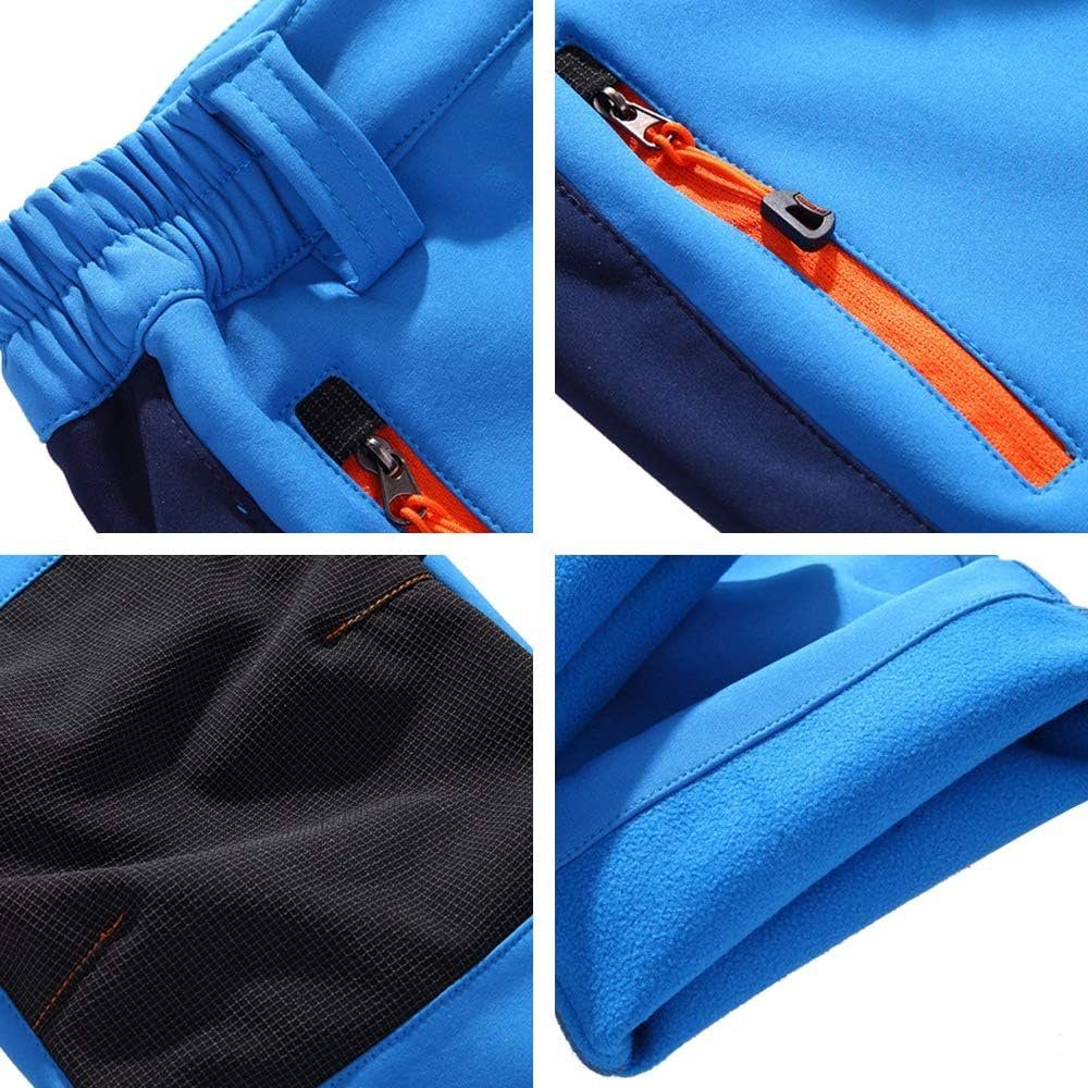 megadot Schneehose Kinder Softshellhose Schneehose Gefüttert Cargohose Outdoorhose Wasserdicht Thermohose Jungen Mädchen Winter Wanderhose