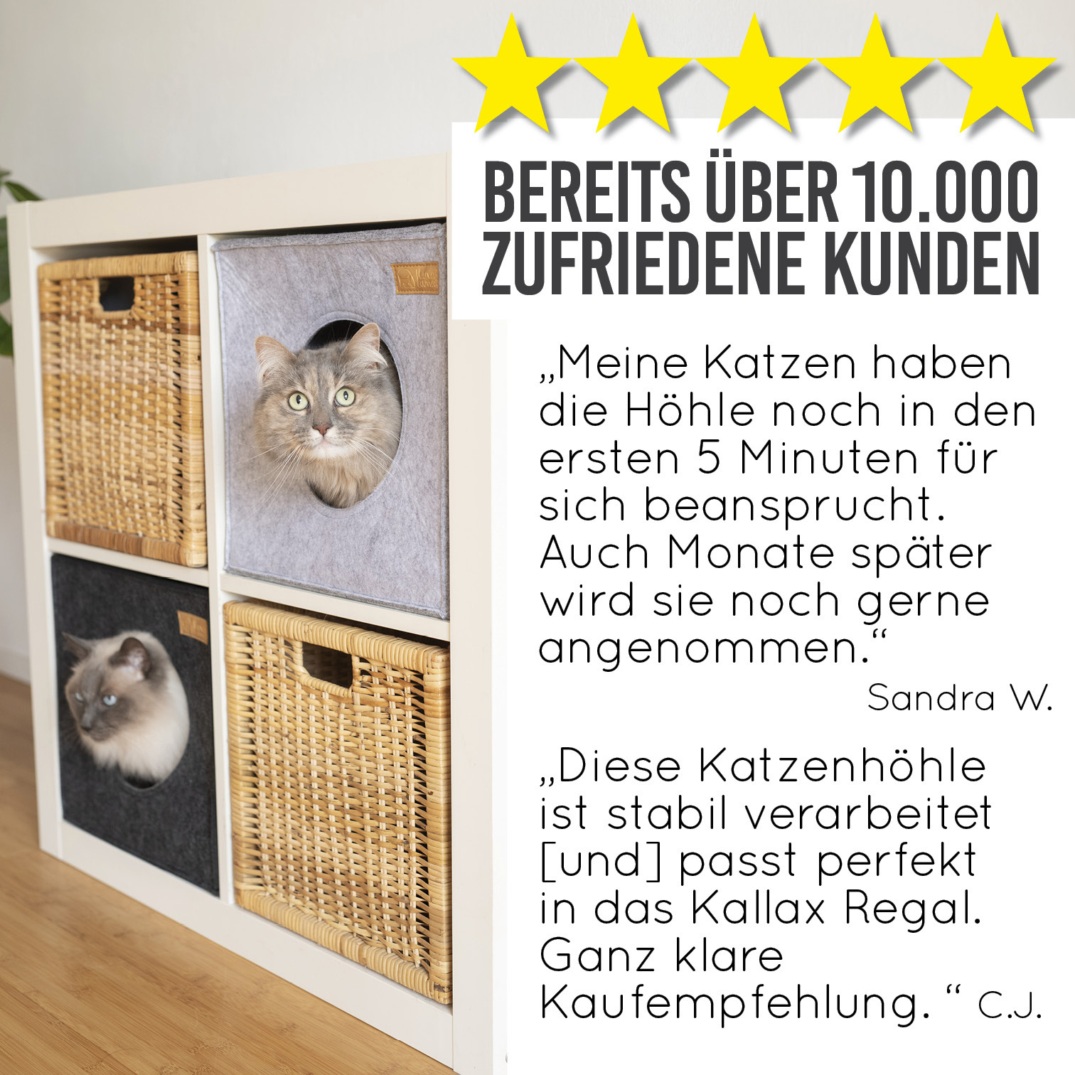 KaraLuna Katzenhöhlen KaraLuna Katzenhöhle aus Filz fürs Regal rot