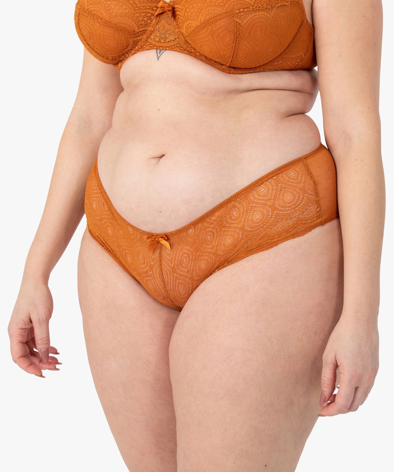Shorty en dentelle et tulle femme grande taille cognac | GEMO