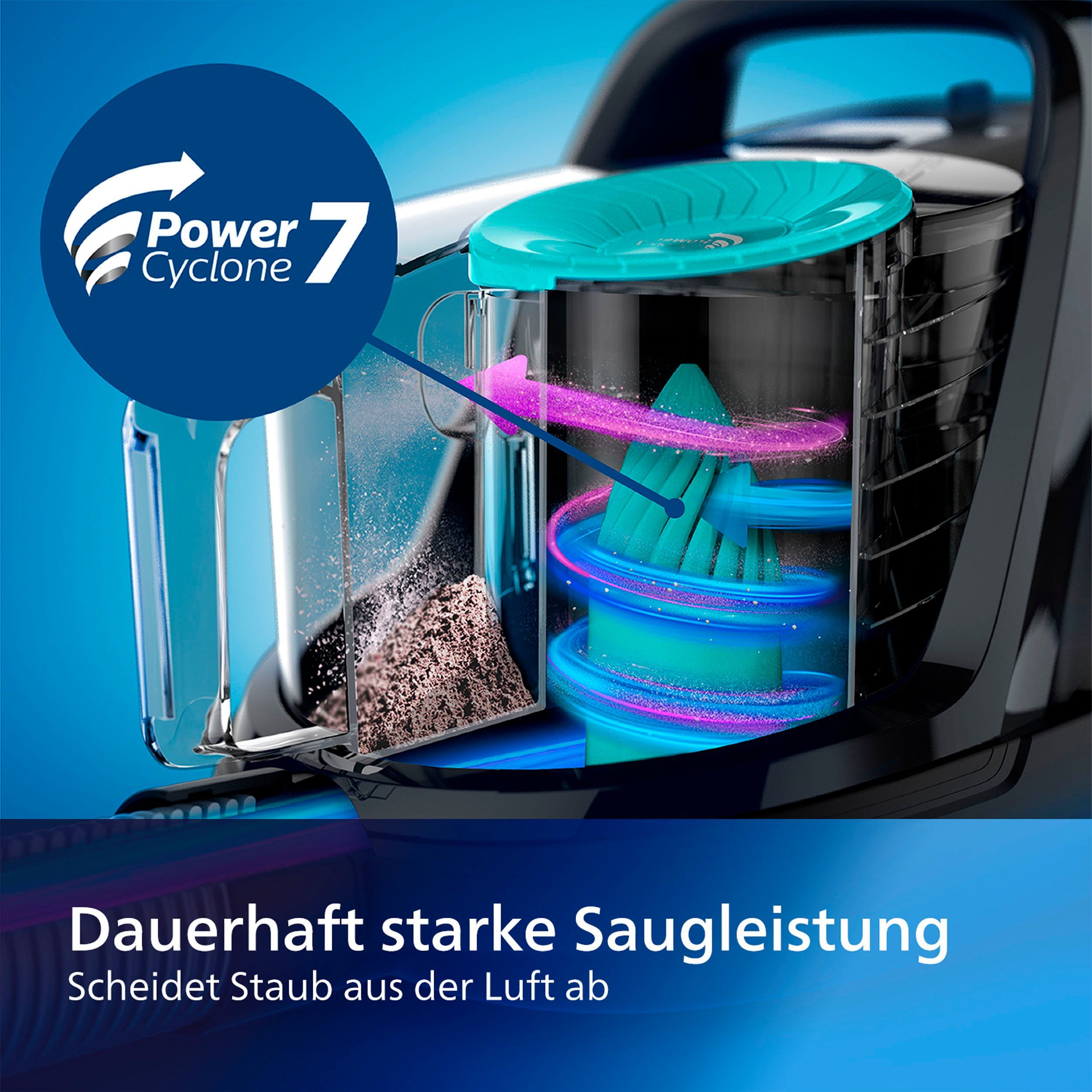 Philips Bodenstaubsauger FC9555/09, 900 W, beutellos, mit 1,5 l Fassungsvermögen und Tri-Active+-Düse