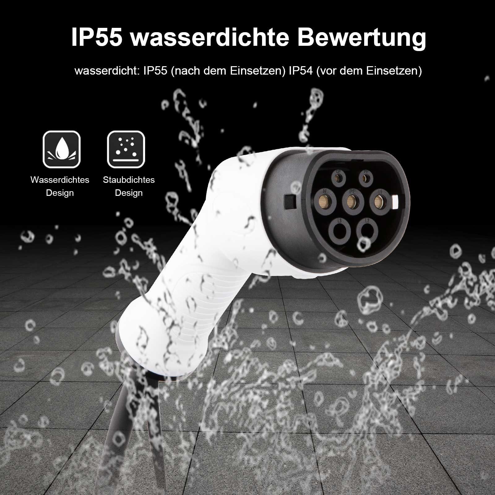 GLIESE mobil Elektroauto-Ladestation Typ 2 Ladekabel 11kW & 16A für Elektroauto, 11,00kW / 16A, 3 Phase, mit Typ 2-Ladekabel von 5m