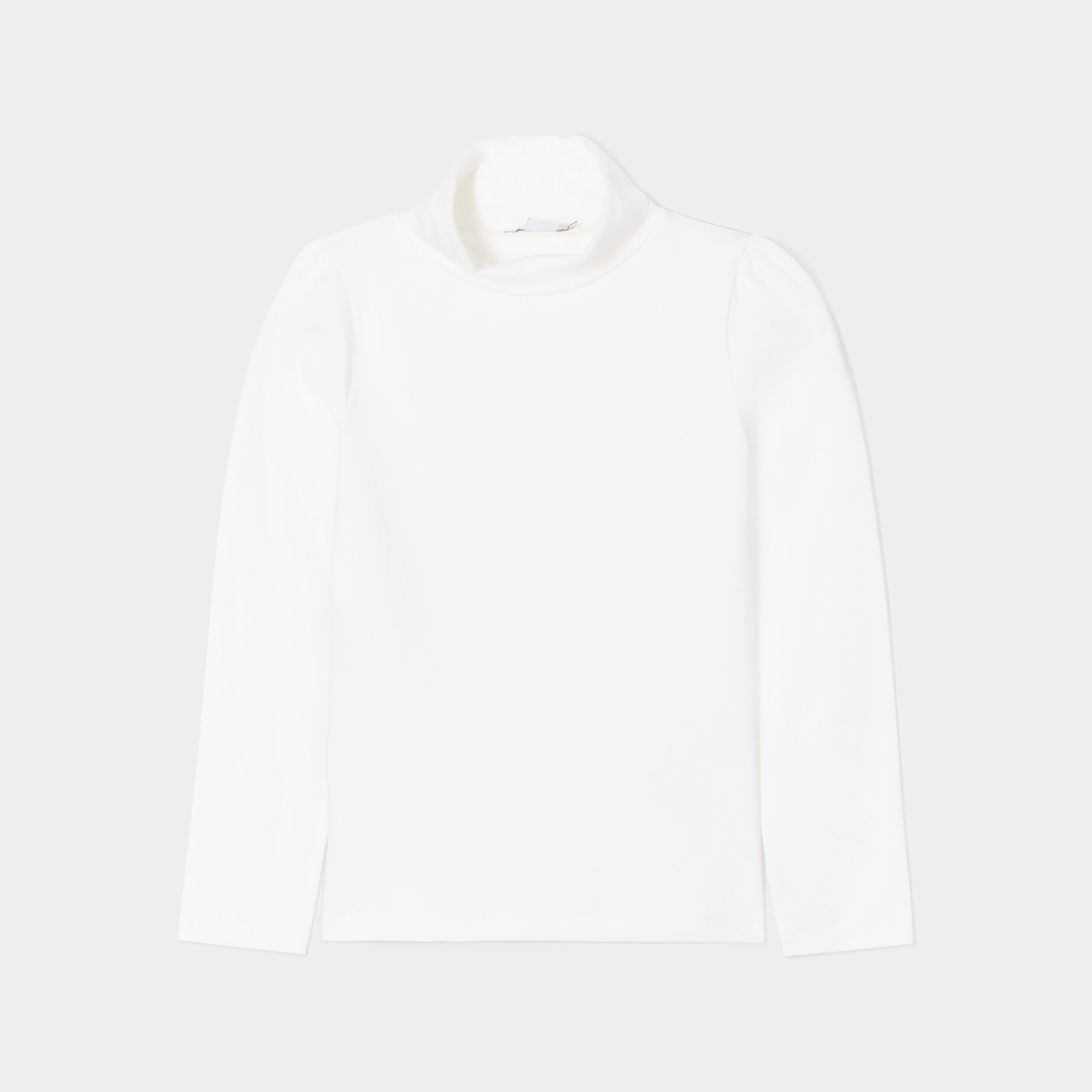 T-shirt col roulé manches longues ecru fille | La Halle
