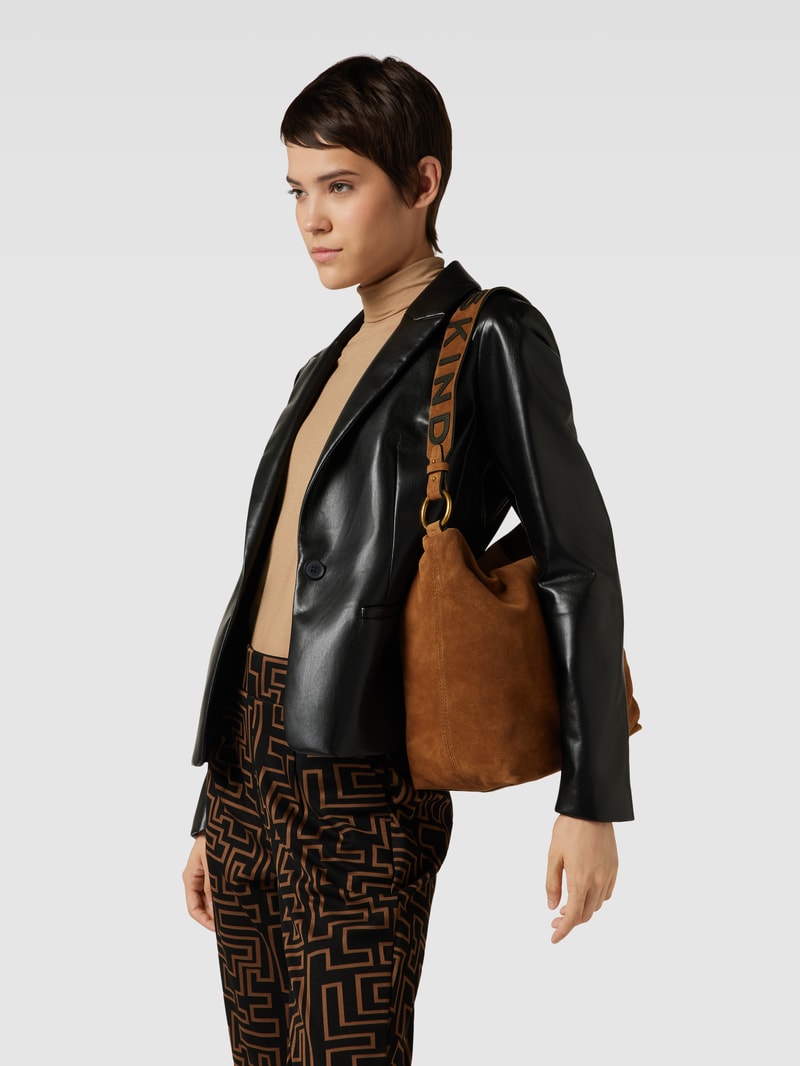 Hobo Bag aus Leder mit Label-Detail Modell 'AISSA SUEDE' in haselnuss braun