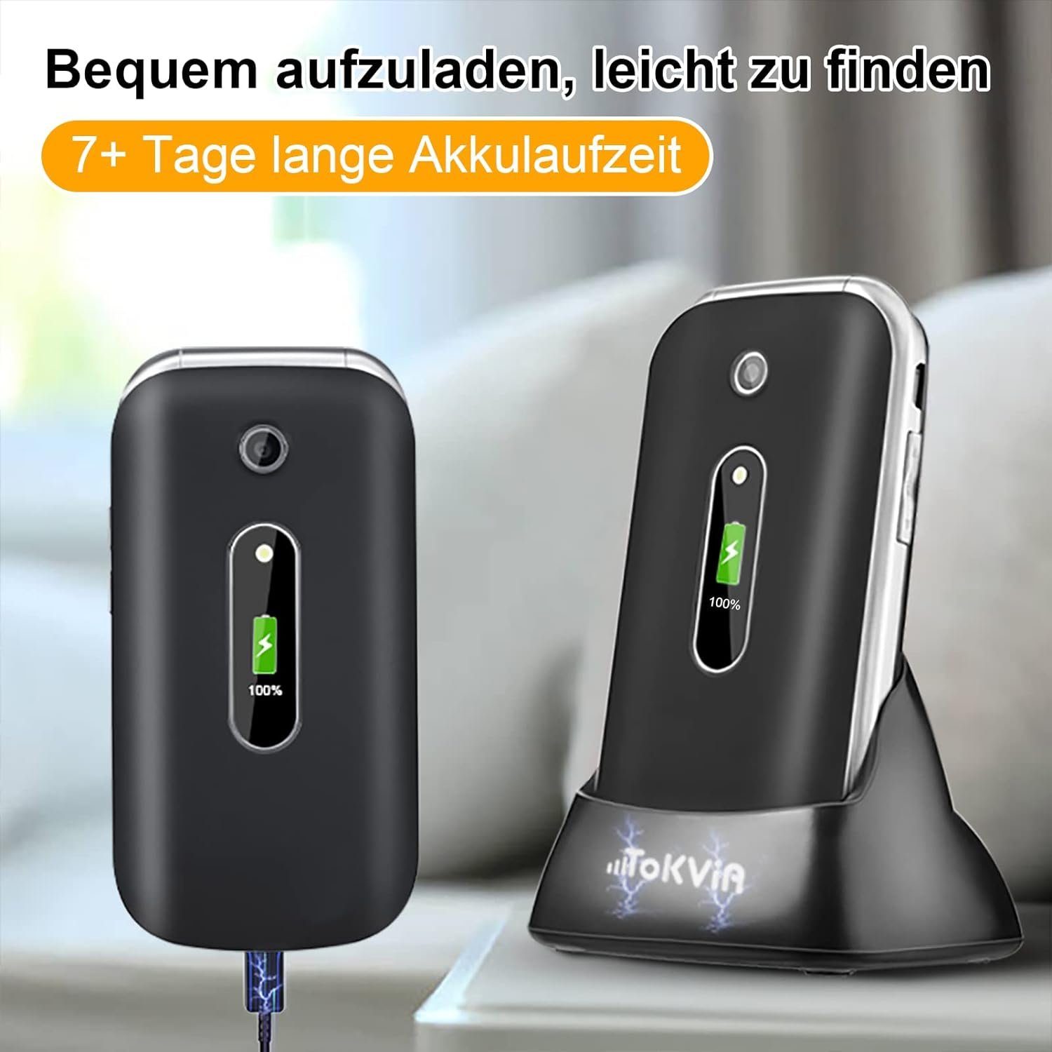 TOKVIA Seniorenhandy mit großen Tasten, für Senioren ohne vertrag 2,4-Zoll Seniorenhandy (64 GB Speicherplatz)