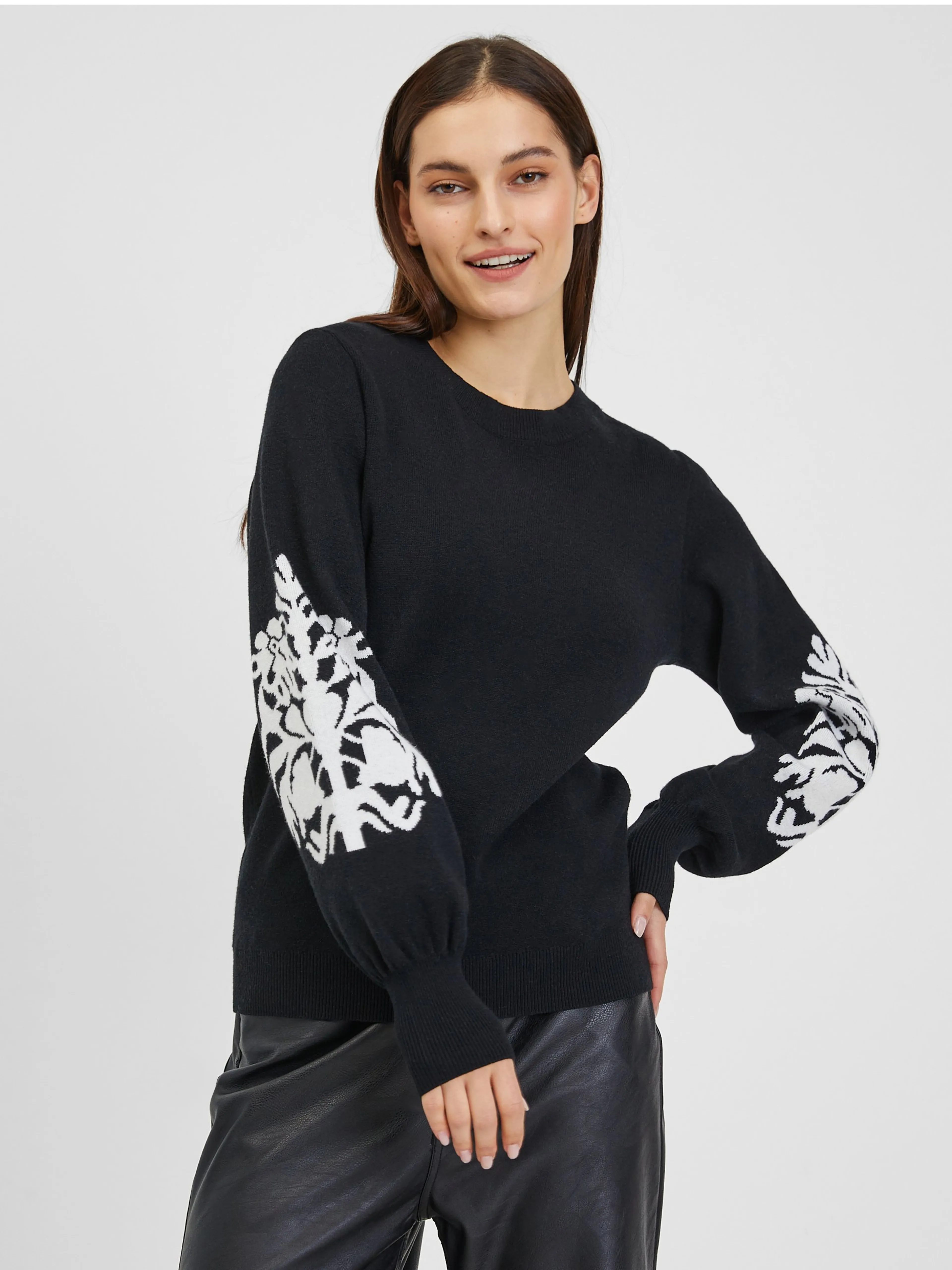 Weiß-schwarzer Damen Pullover ORSAY
