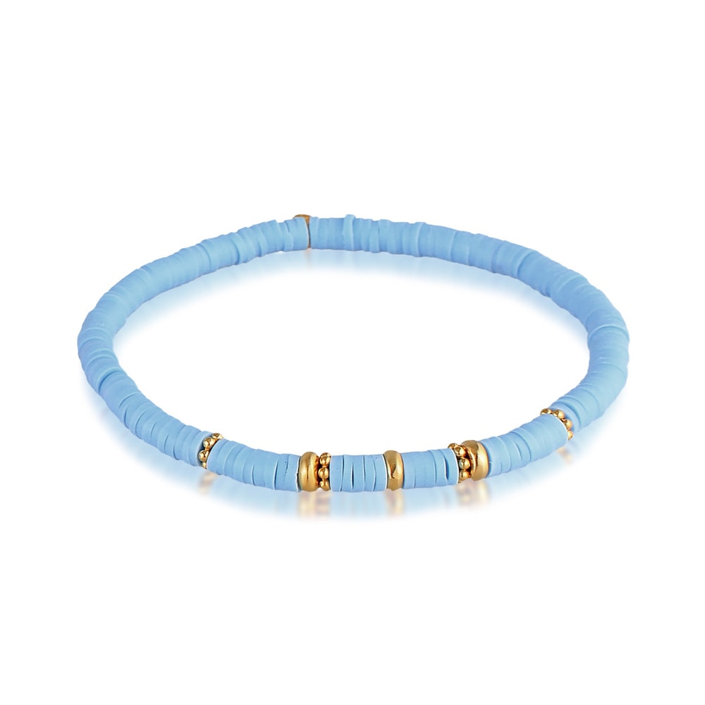 Elli Elli Bracelet Femmes Perles Heishi Perles Bleu en argent sterling 925 plaqué or Bracelet